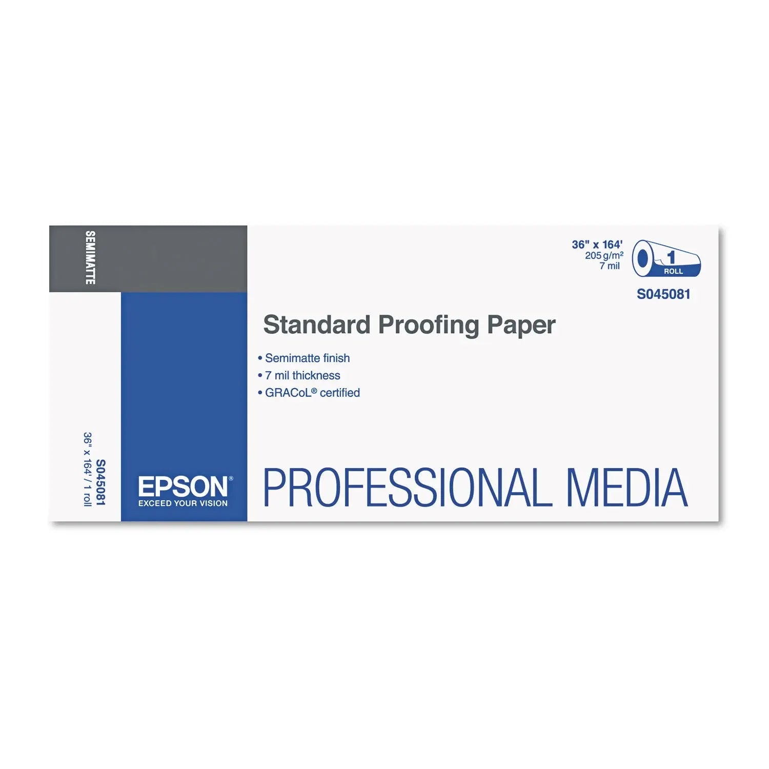 Epson® Proofing Paper Roll, 7 Mil, 36" X 164 Ft, Semi-Matte; Resin White