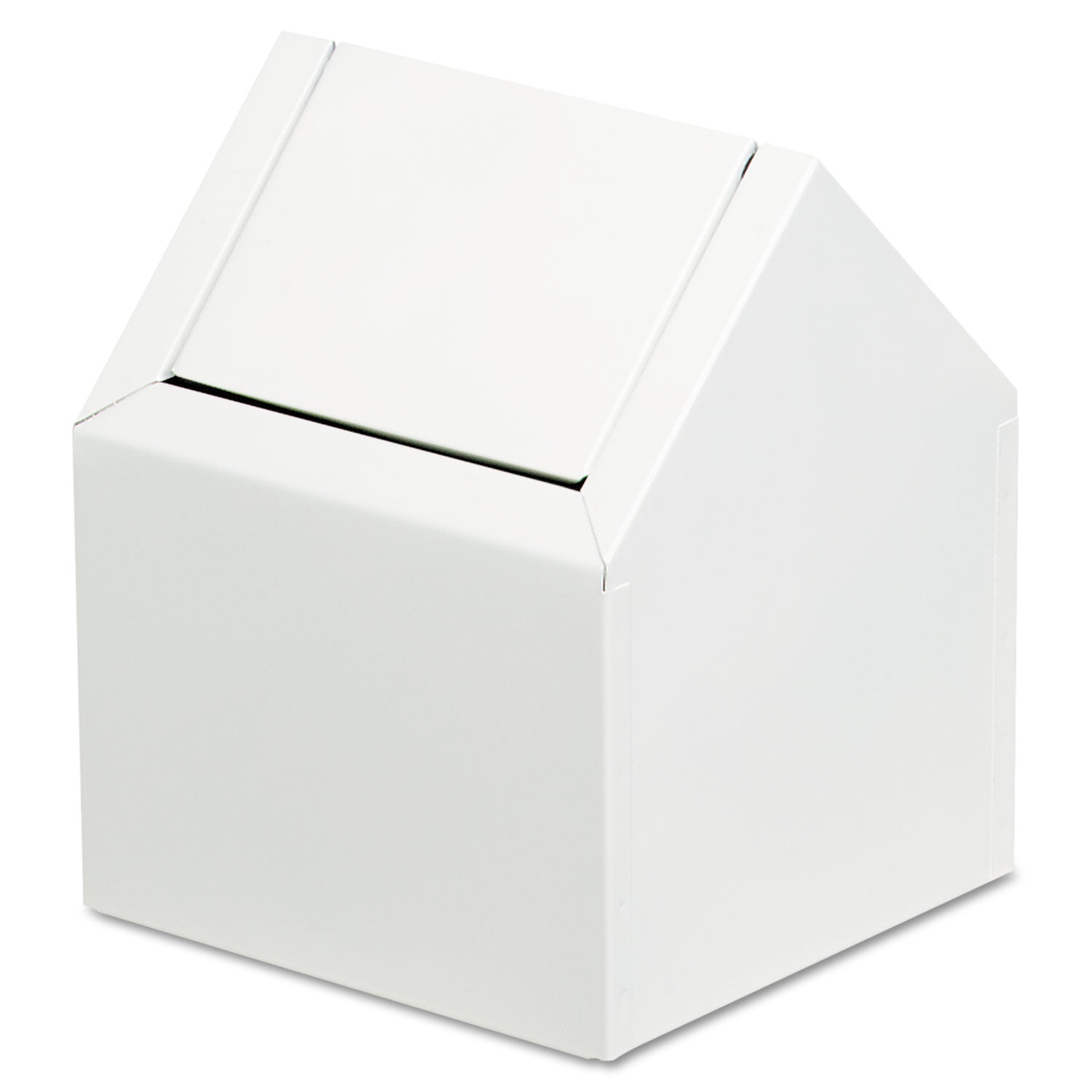 Swing Top Floor Receptacle | White Metal