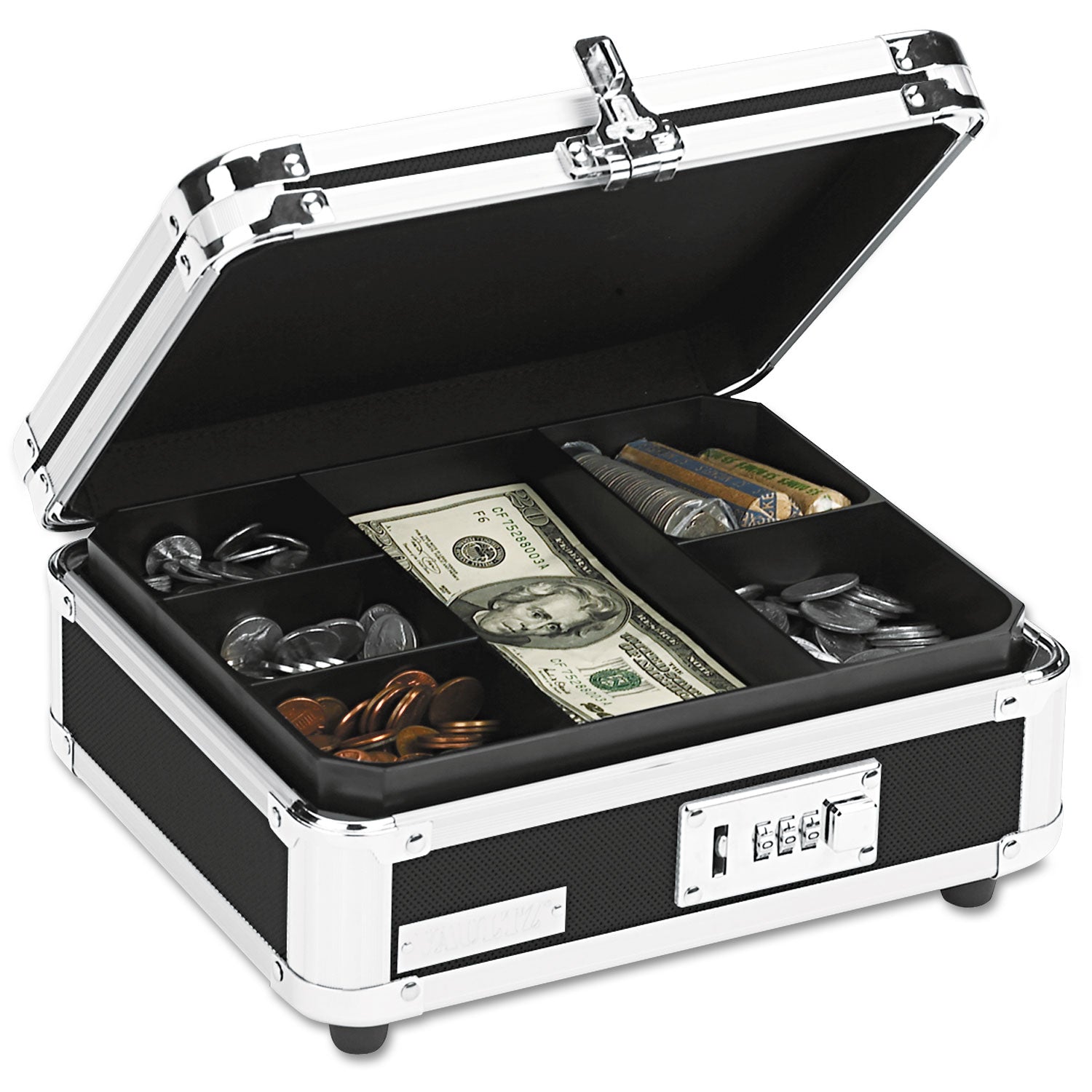 Vaultz® Locking Cast Box With Tumbler Lock, 10 X 8.75 X 5, Plastic; Steel, Black And Chrome