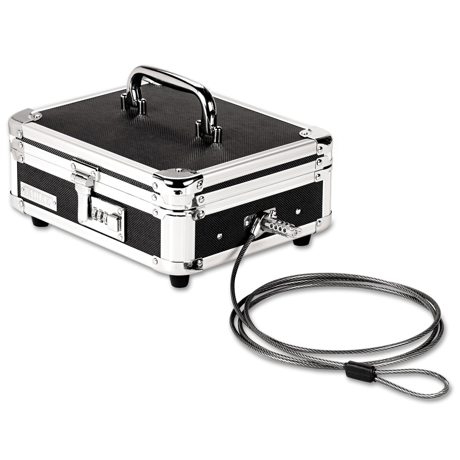Vaultz® Locking Cast Box With Tumbler Lock, 10 X 8.75 X 5, Plastic; Steel, Black And Chrome