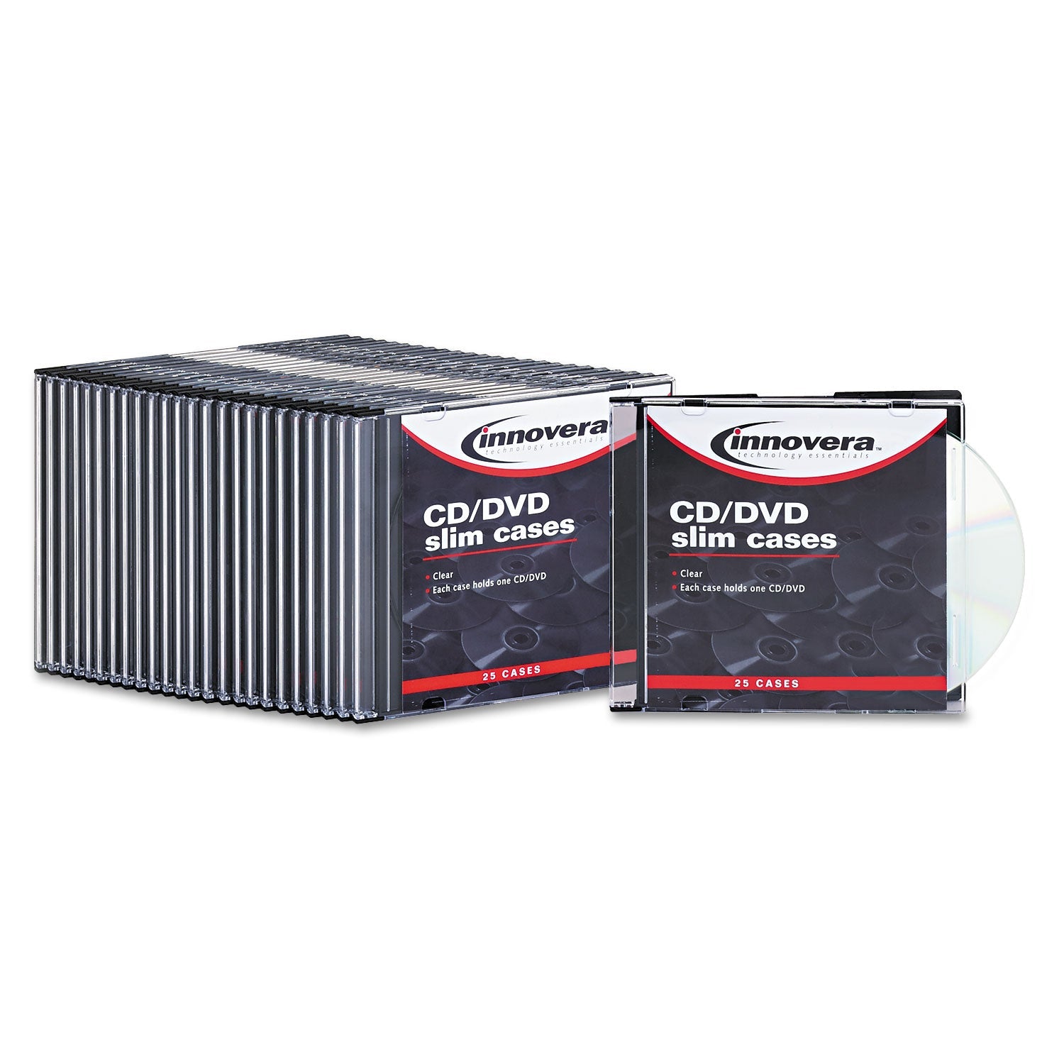 Innovera® Cd/dvd Slim Jewel Cases, Clear/black, 25/pack