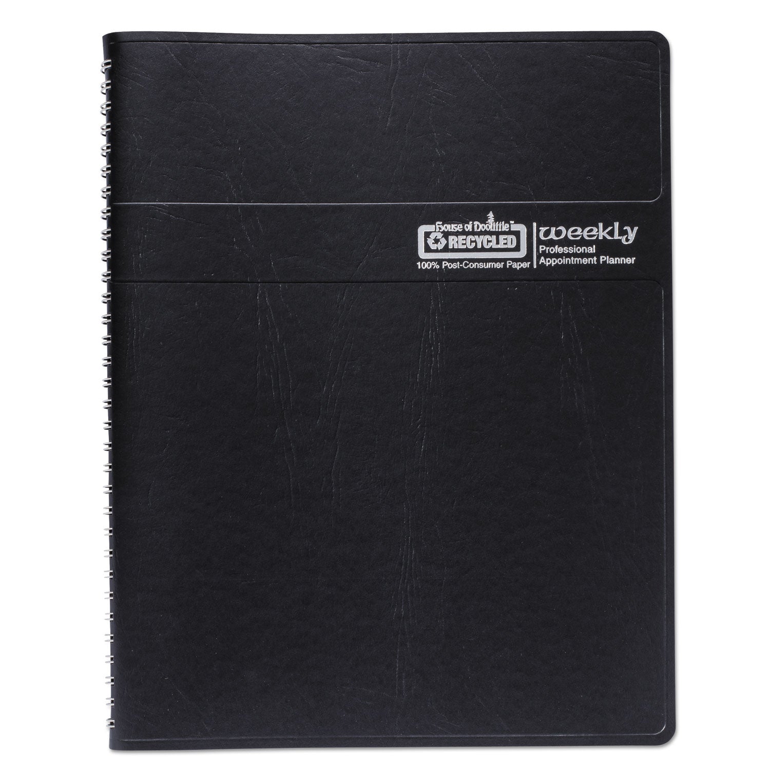 House of Doolittle™ Recycled Professional Weekly Planner, 15-Minute Appts, 11 x 8.5, Black Wirebound Soft Cover, 12-Month (Jan to Dec): 2025 - Bloom Skins