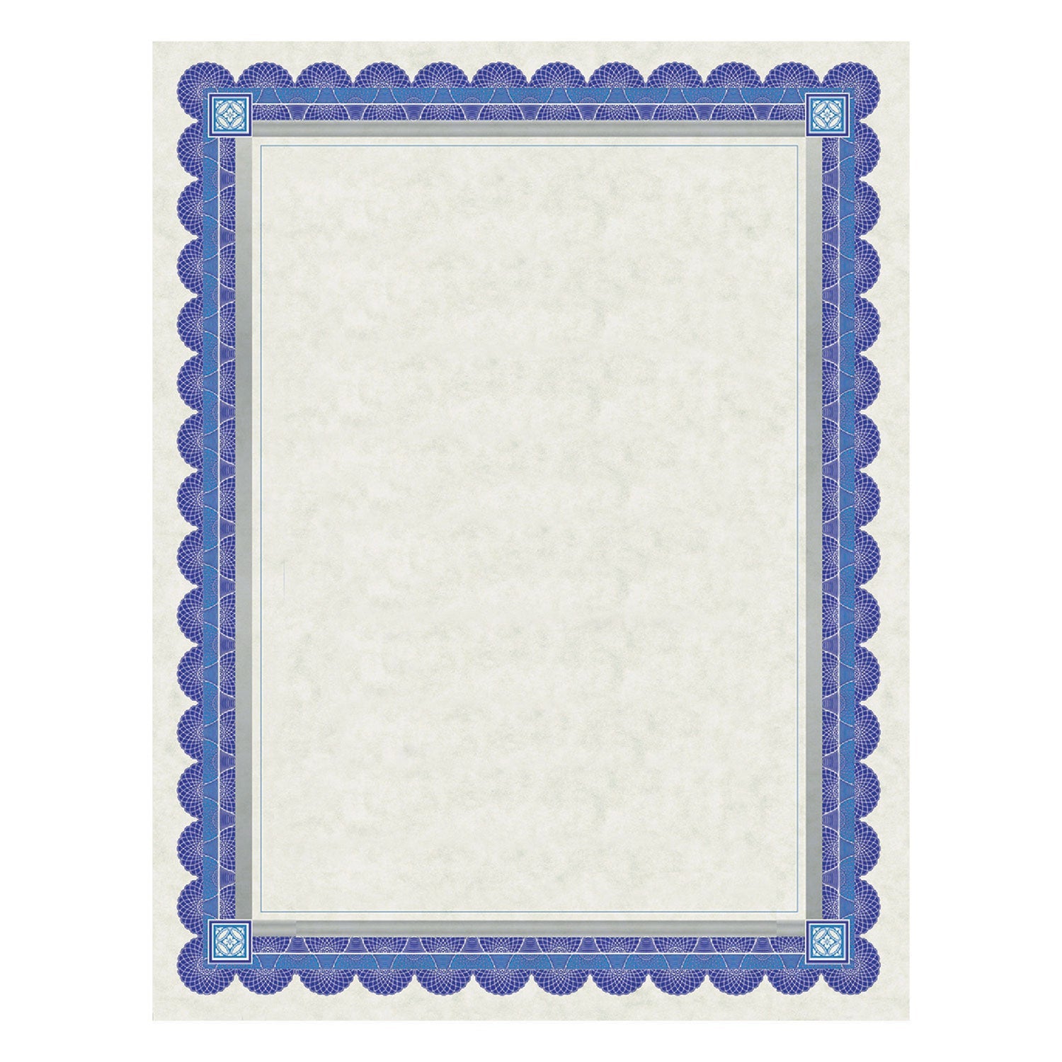 Southworth® Parchment Certificates, Academic, 8.5 X 11, Ivory With Blue/silver Foil Border, 15/pack