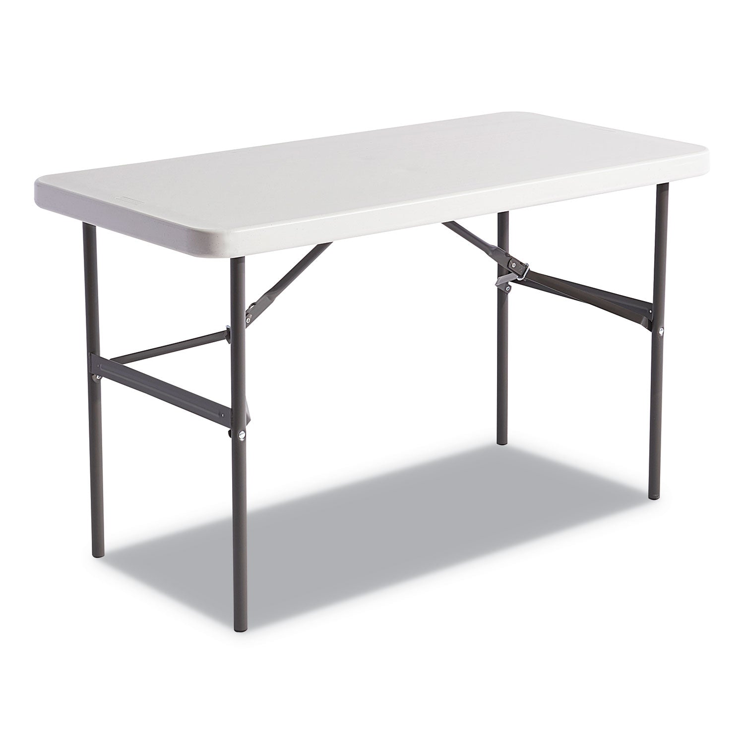 Alera® Banquet Folding Table, Rectangular, Radius Edge, 48w x 24d x 29h, Platinum/Charcoal