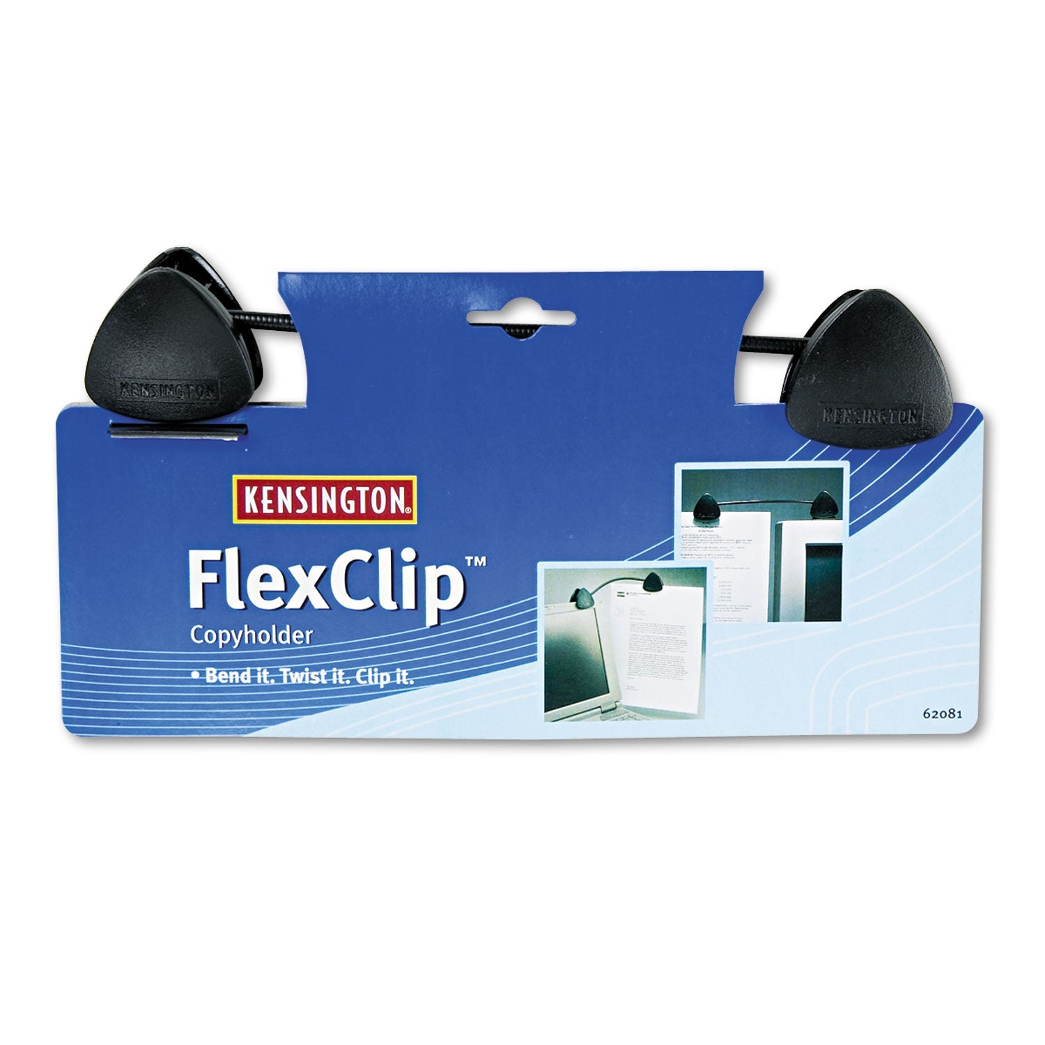 Kensington® Flexclip Gooseneck Copyholder, Monitor/laptop Mount, Plastic, Black
