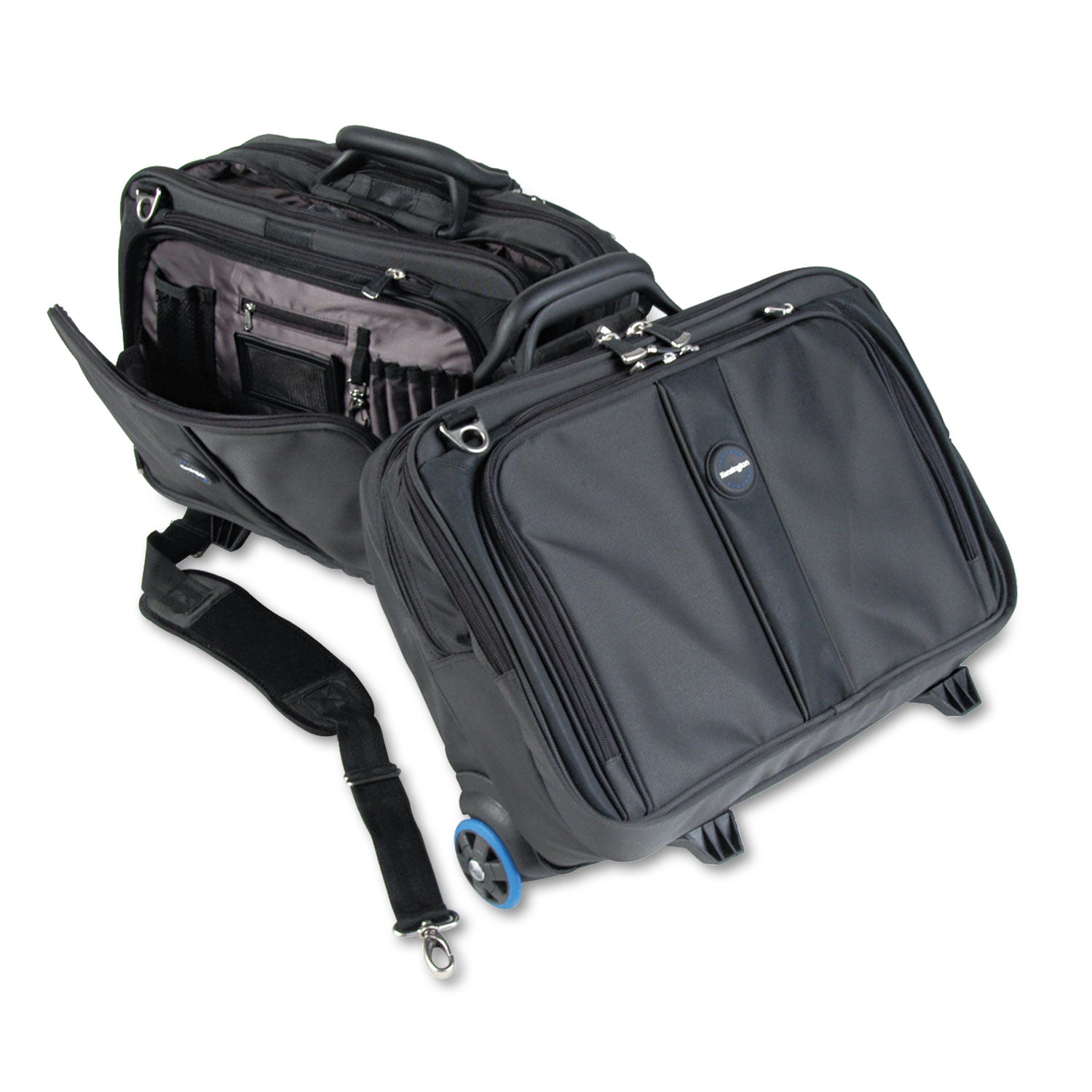 Kensington® Contour Rolling Laptop Case, Fits Devices Up to 17", Ballistic Nylon, 17.5 x 9.5 x 13, Black - Bloom Skins