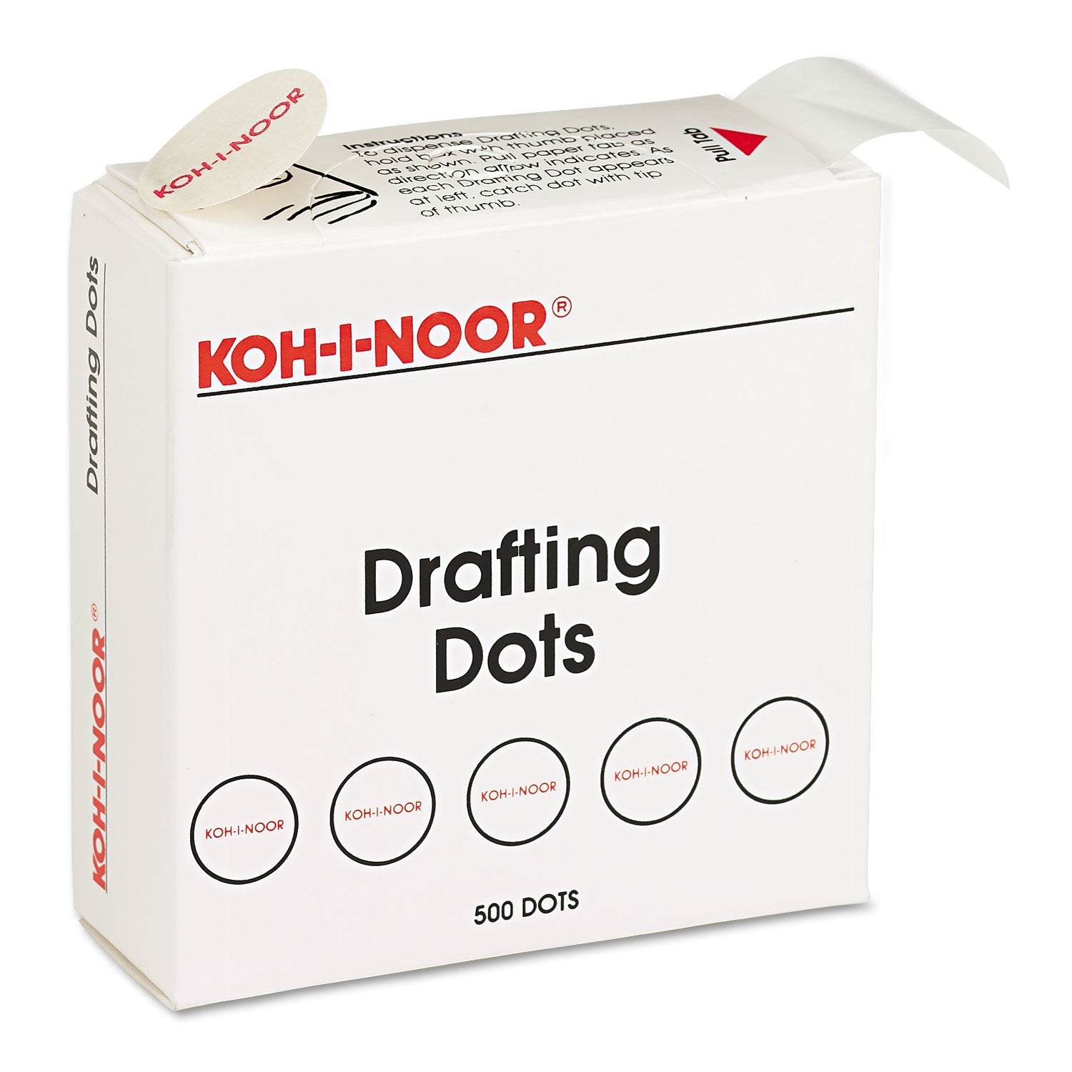 Koh-I-Noor Adhesive Drafting Dots, 0.88" Dia, Dries Clear, 500/box