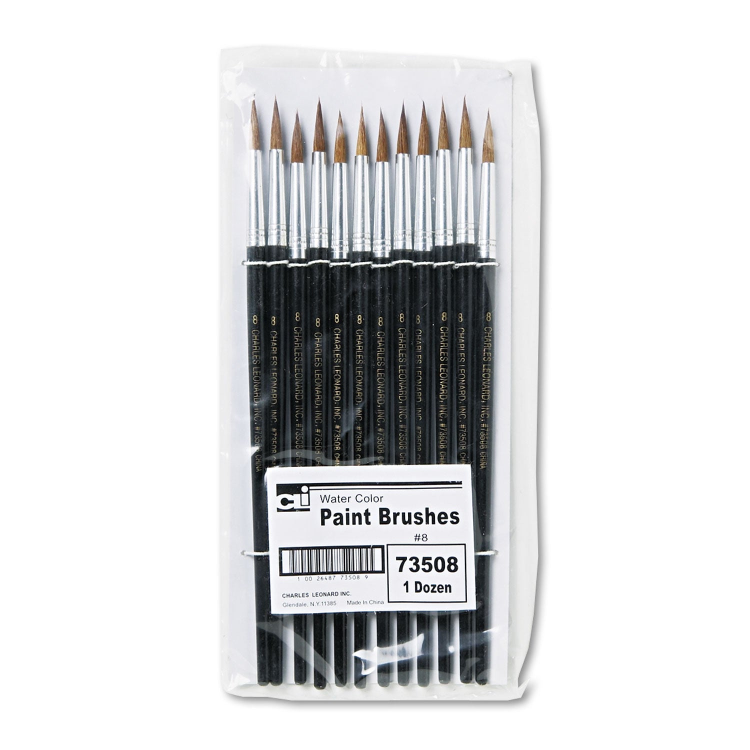 Charles Leonard® Artist Brush, Size 8, Camel Hair, Round Profile, 12/pack