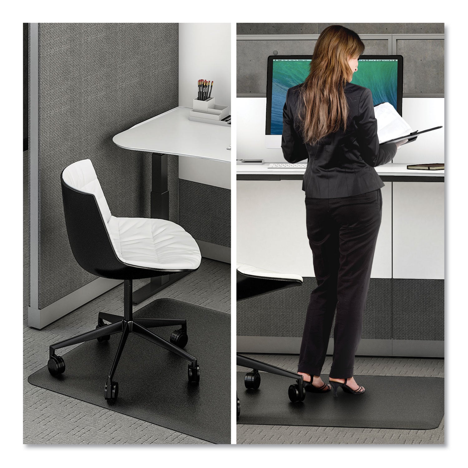 deflecto® Ergonomic Sit Stand Mat, 53 X 45, Black