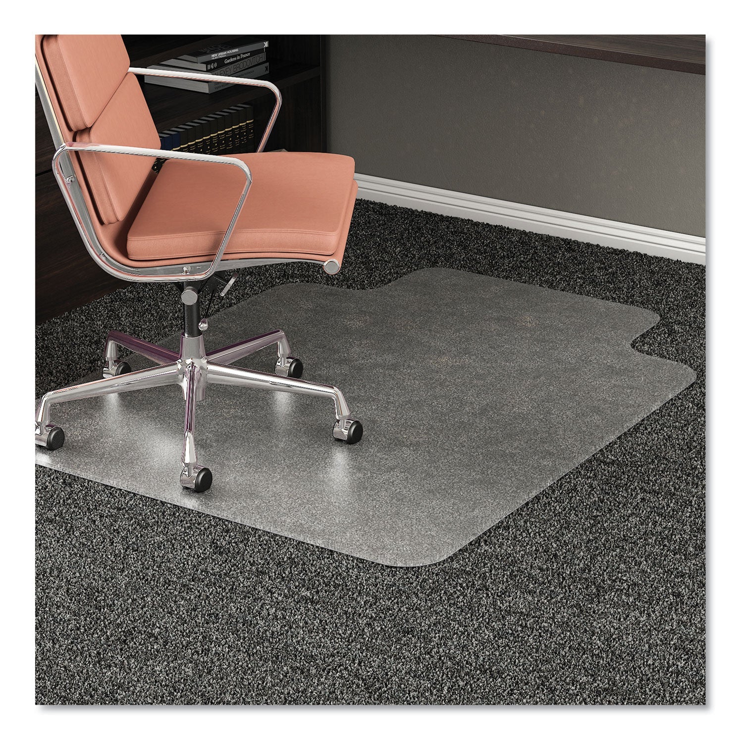 deflecto® Rollamat Frequent Use Chair Mat, Med Pile Carpet, Flat, 36 X 48, Lipped, Clear