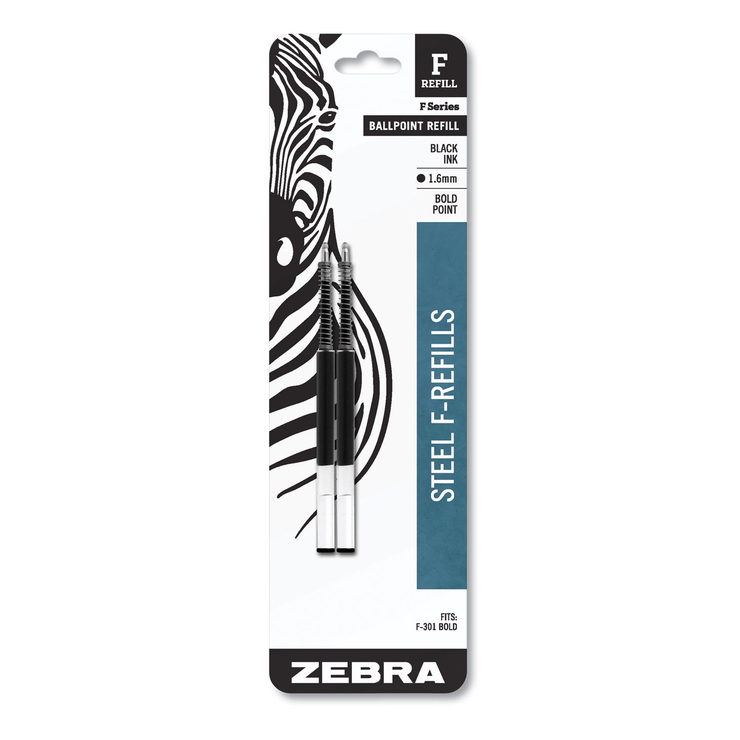 Zebra F-Refill, Black Ink | Bold Tip, 2-Pack
