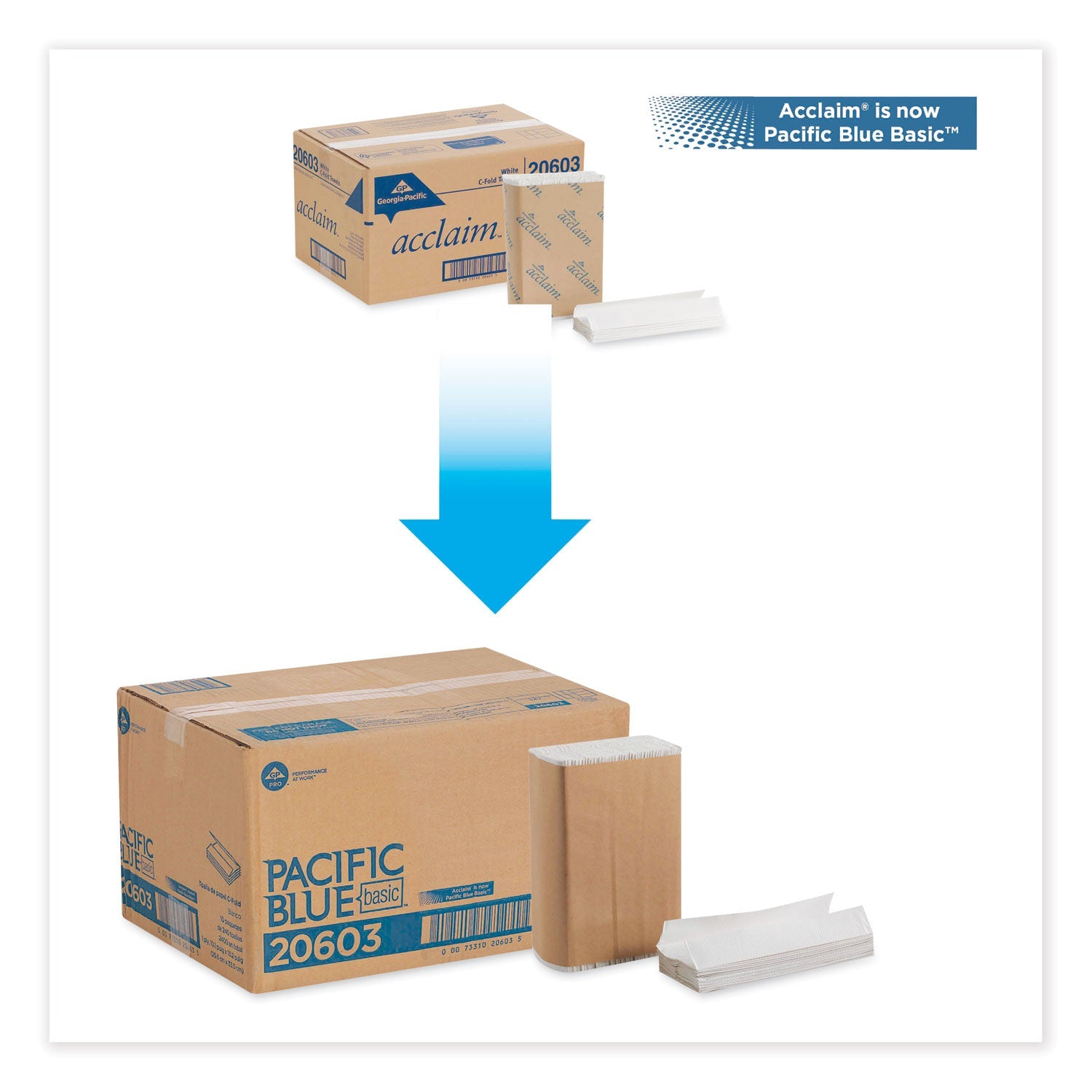 Georgia Pacific® Professional Pacific Blue Basic C-Fold Paper Towels, 1-Ply, 10.1 x 13.2, White, 240/Pack, 10 Packs/Carton