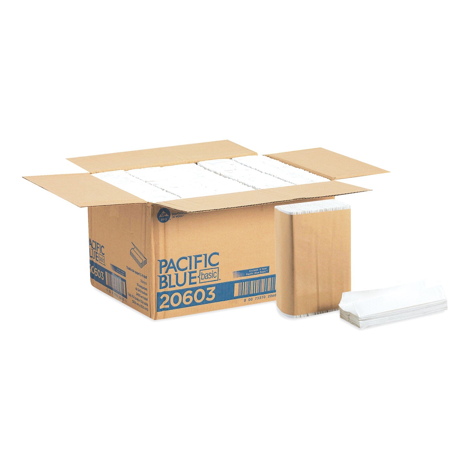 Georgia Pacific® Professional Pacific Blue Basic C-Fold Paper Towels, 1-Ply, 10.1 x 13.2, White, 240/Pack, 10 Packs/Carton