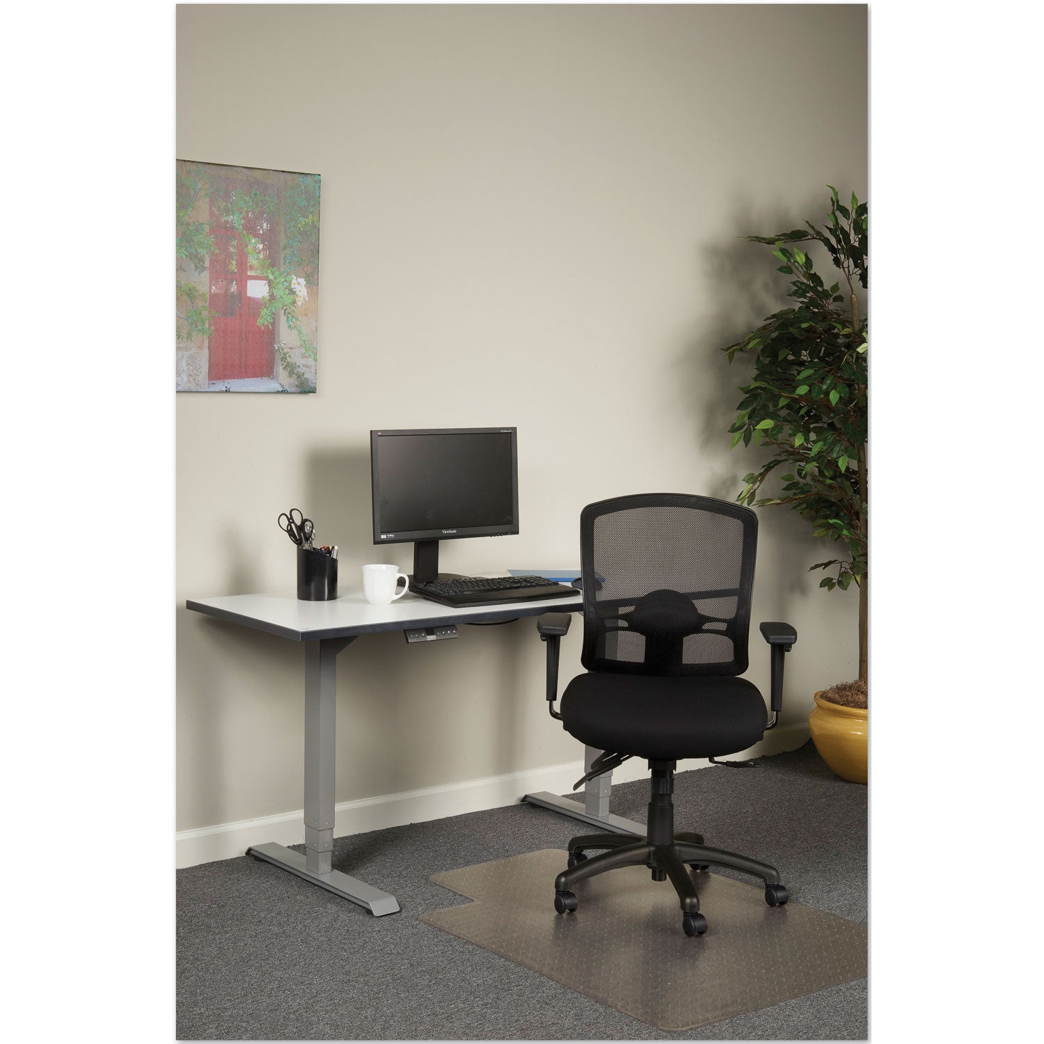 Alera® Alera Etros Series Mesh Mid-Back Petite Multifunction Chair, Supports Up To 275 Lb, 17.16" To 20.86" Seat Height, Black