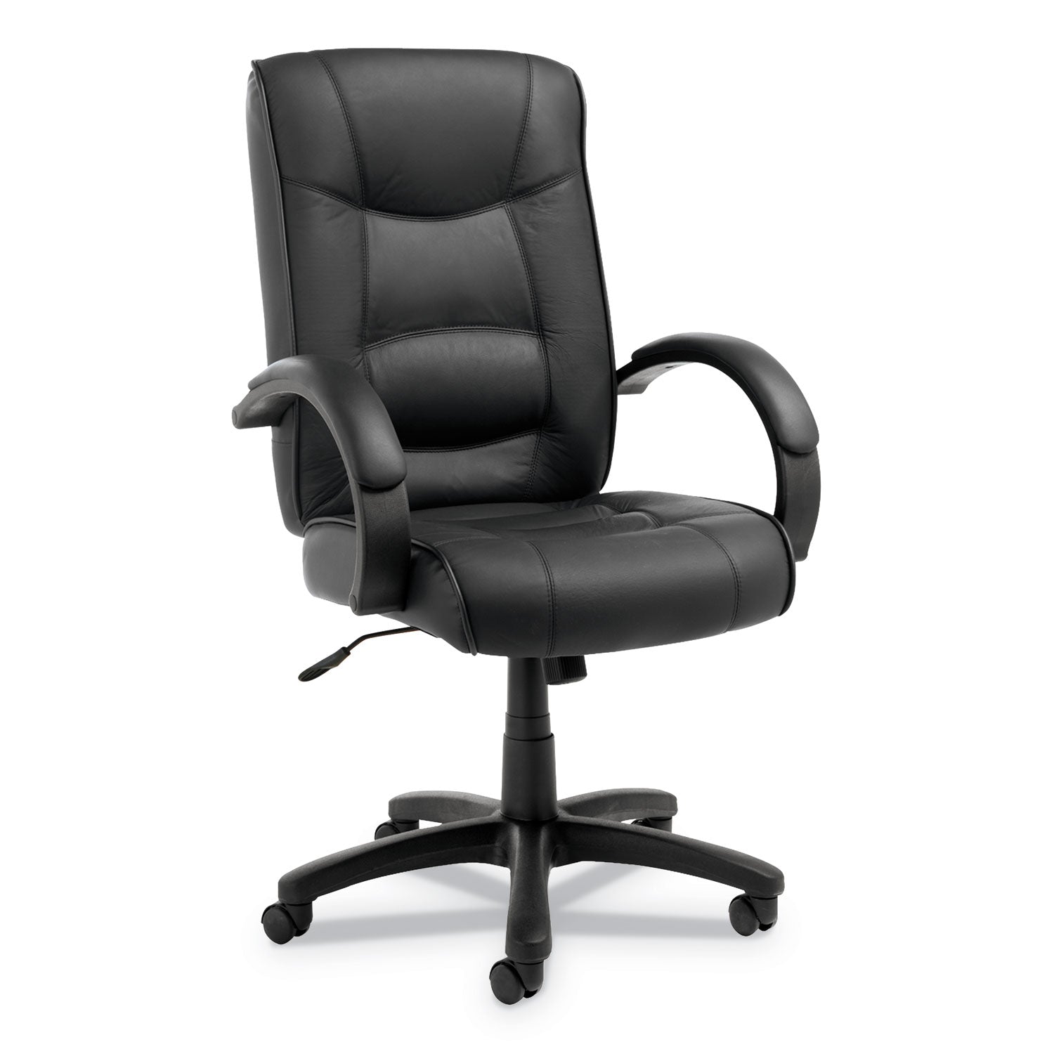 Alera® Alera Strada Series High-Back Swivel/tilt Top-Grain Leather Chair, Supports Up To 275 Lb, 17.91" To 21.85" Seat Height, Black