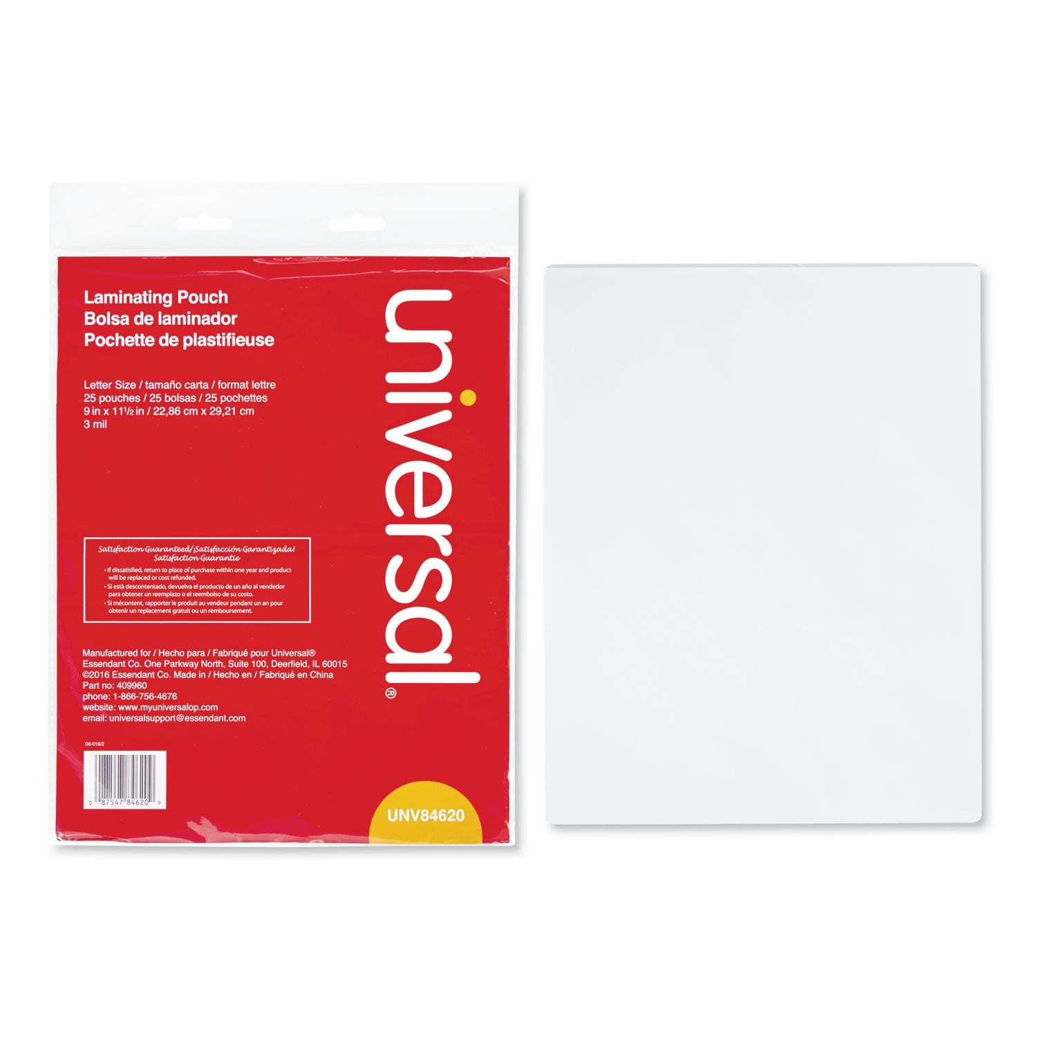 Universal® Laminating Pouches, 3 Mil, 9" X 11.5", Gloss Clear, 25/pack - Bloom Skins