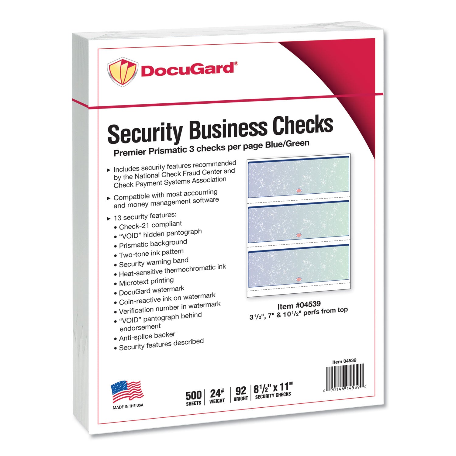DocuGard Premier Prismatic Check Paper | Blue/Green