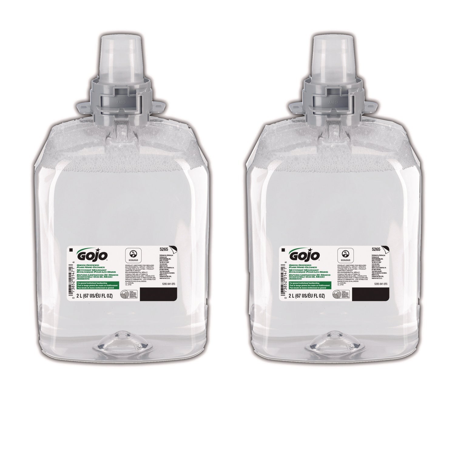 GOJO® Green Certified Foam Hand Cleaner, Refill for GOJO FMX-20 Push-Style Dispenser, Unscented, 2,000 mL, 2/Carton