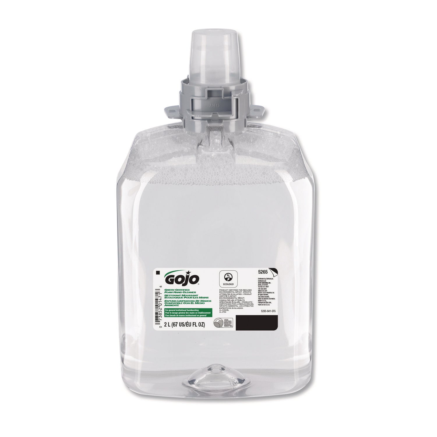 GOJO® Green Certified Foam Hand Cleaner, Refill for GOJO FMX-20 Push-Style Dispenser, Unscented, 2,000 mL, 2/Carton