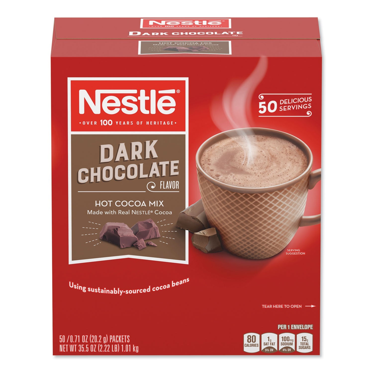 Nestlé® Hot Cocoa Mix, Dark Chocolate, 0.71 Oz, 50/box