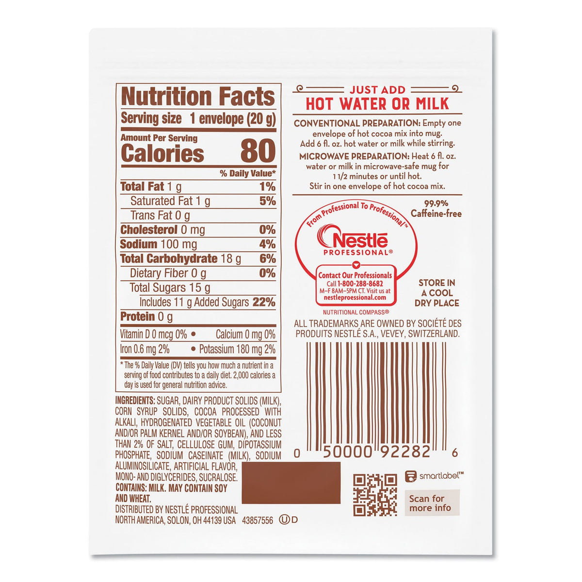 Nestlé® Hot Cocoa Mix, Dark Chocolate, 0.71 Oz, 50/box