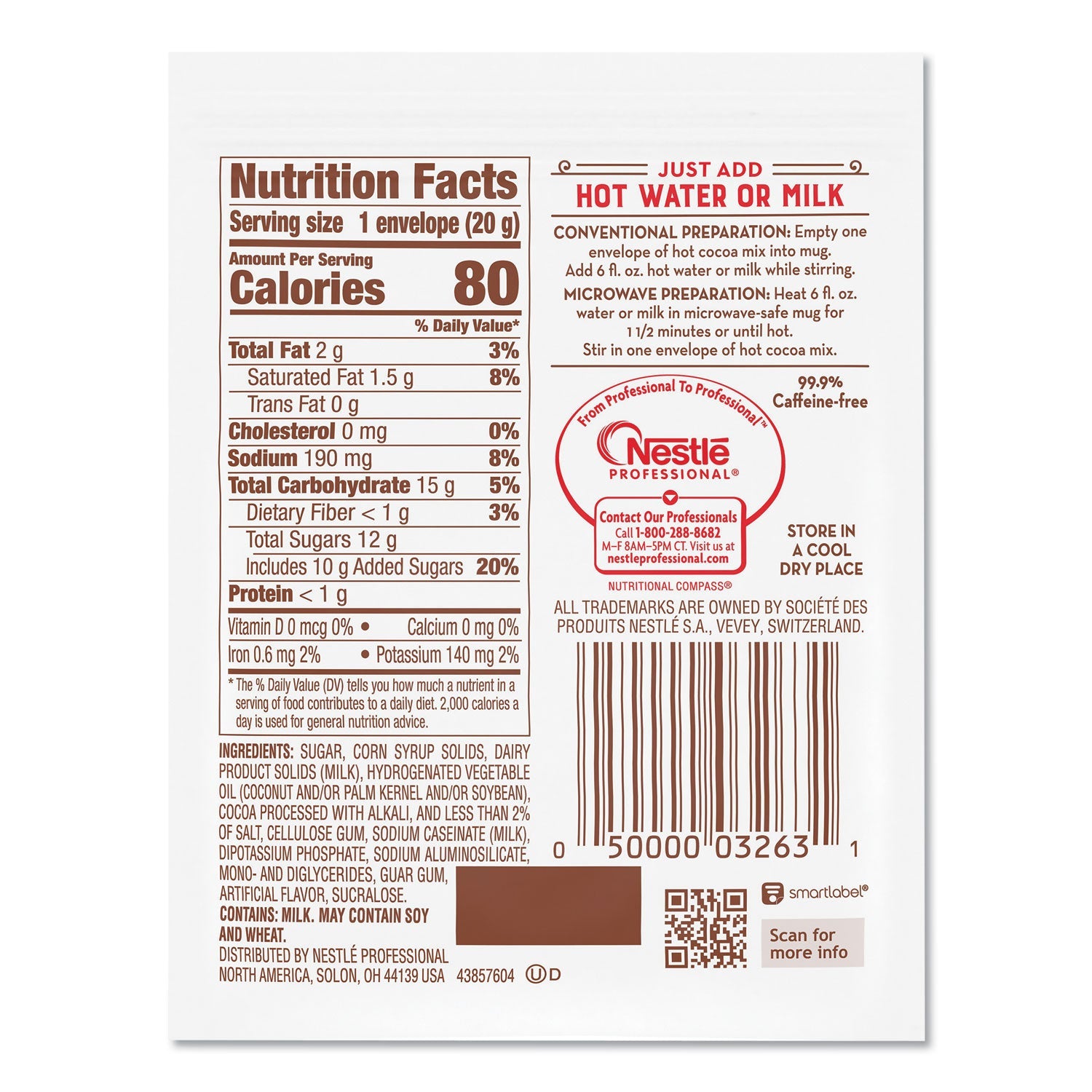 Nestlé® Hot Cocoa Mix, Rich Chocolate, .71oz, 50/box