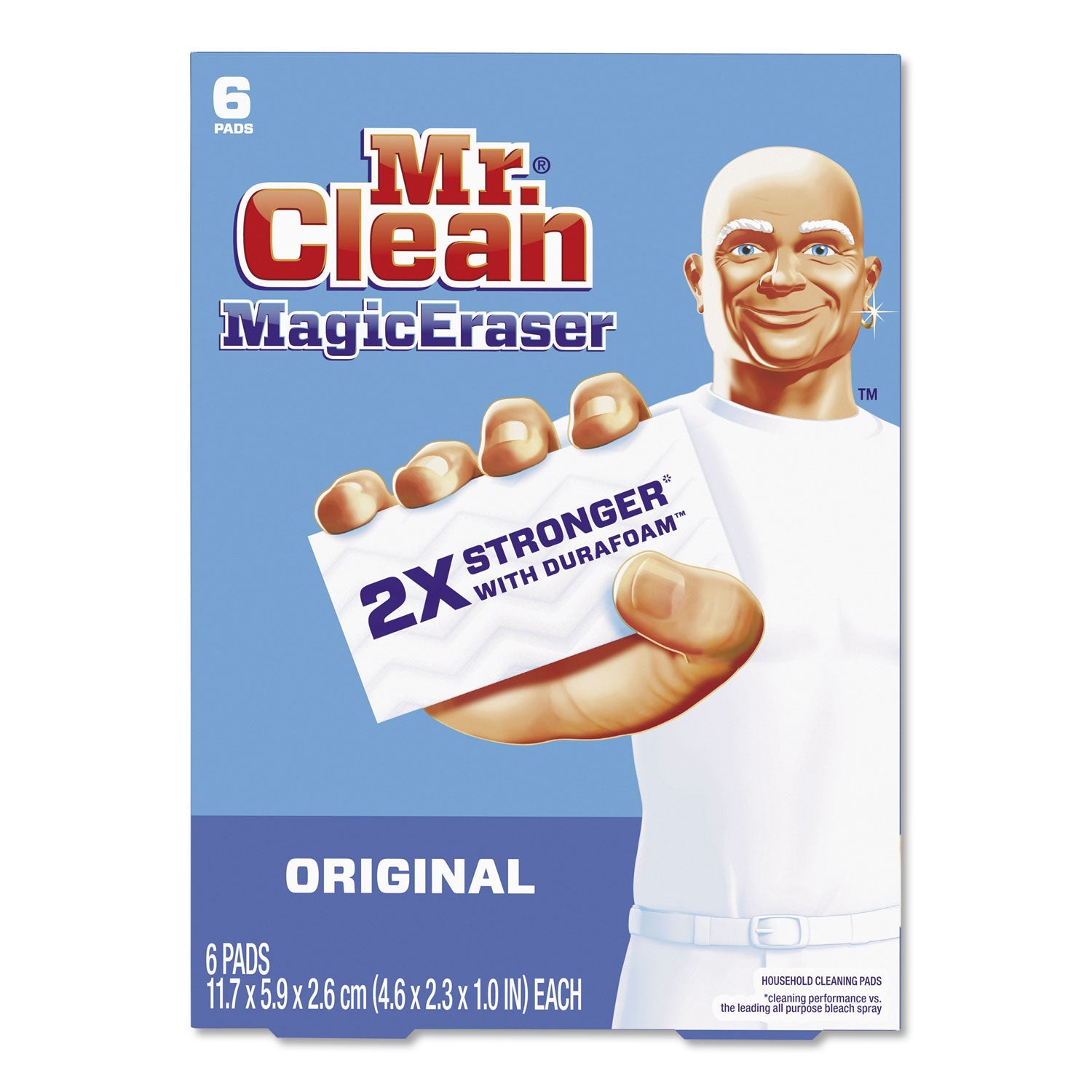 Mr. Clean® Magic Eraser, 2.3 X 4.6, 1" Thick, White, 6/pack, 6 Packs/carton