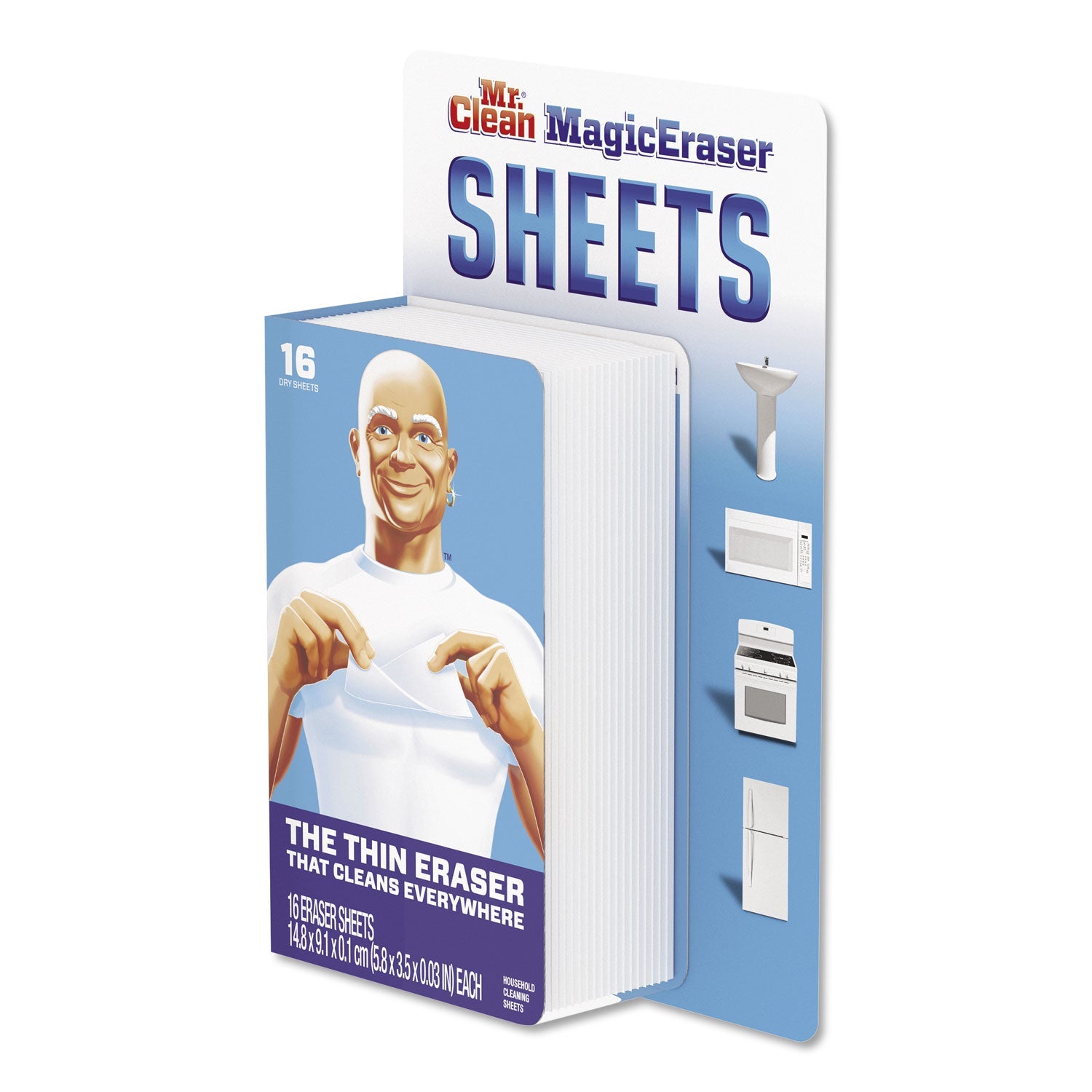 Mr. Clean® Magic Eraser Sheets, 3.5 X 5.8, 0.03" Thick, White, 16/pack