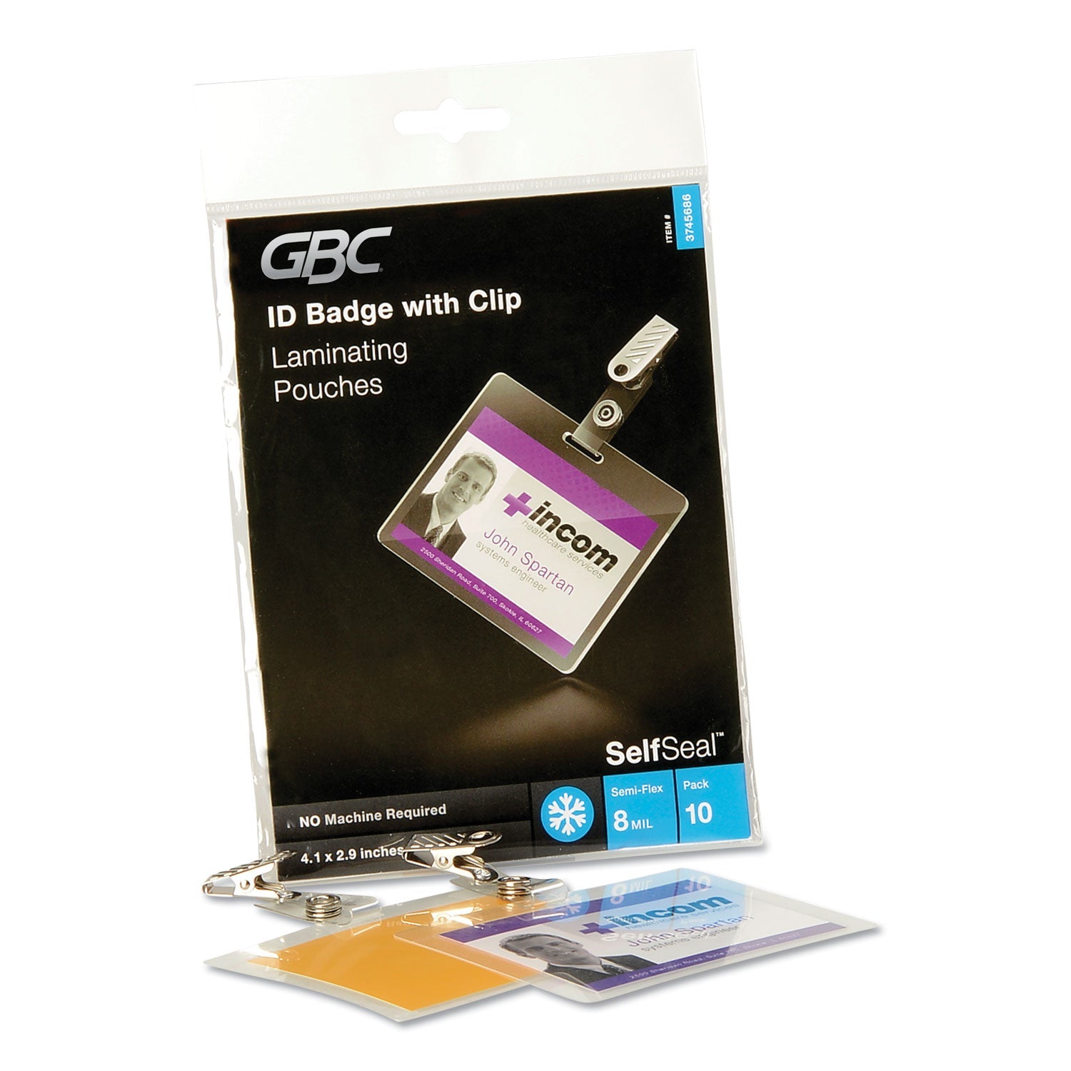 GBC® Selfseal Self-Adhesive Laminating Pouches And Single-Sided Sheets, 8 Mil, 4.13" X 2.94", Gloss Clear, 10/pack