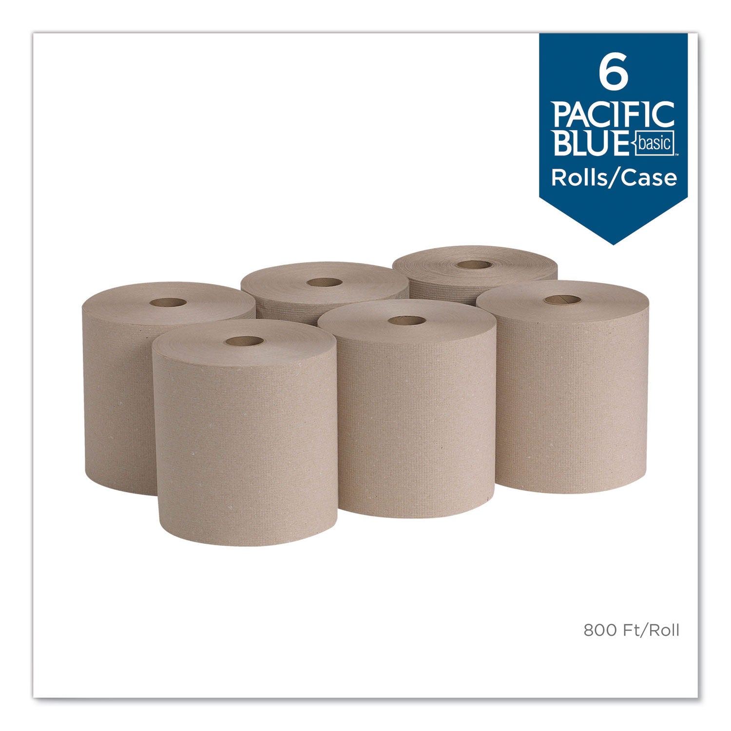 Georgia Pacific® Professional Pacific Blue Basic Nonperforated Paper Towels, 1-Ply, 7.78 x 800 ft, Brown, 6 Rolls/Carton