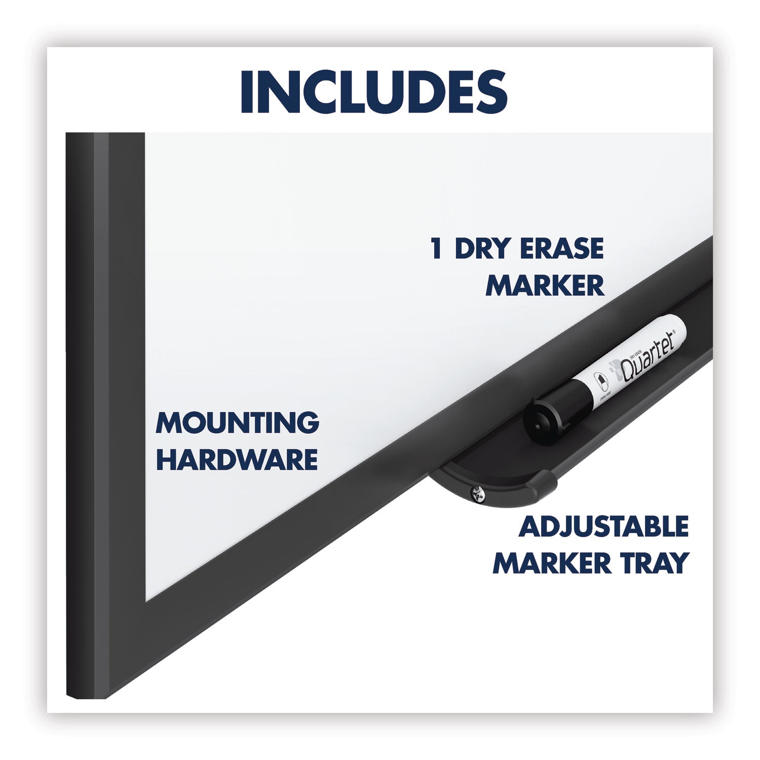 Quartet® Classic Series Total Erase Dry Erase Boards, 36" x 24", White Surface, Black Aluminum Frame - Bloom Skins