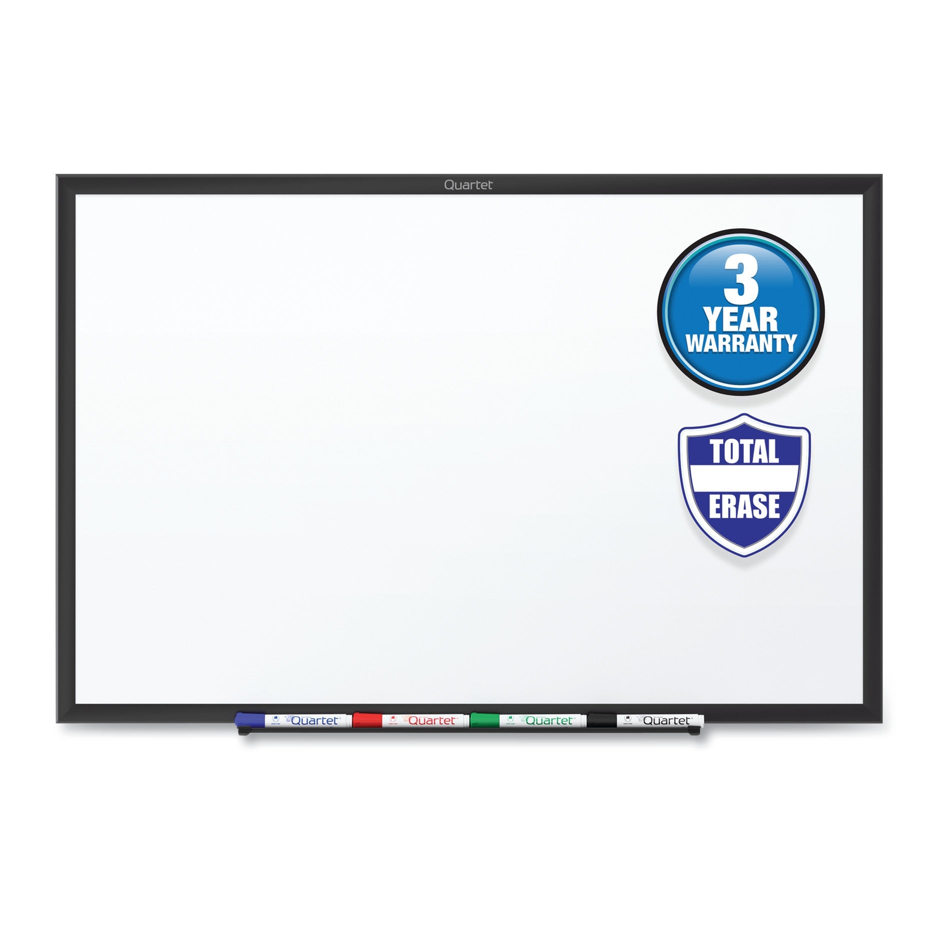 Quartet® Classic Series Total Erase Dry Erase Boards, 48" x 36", White Surface, Black Aluminum Frame