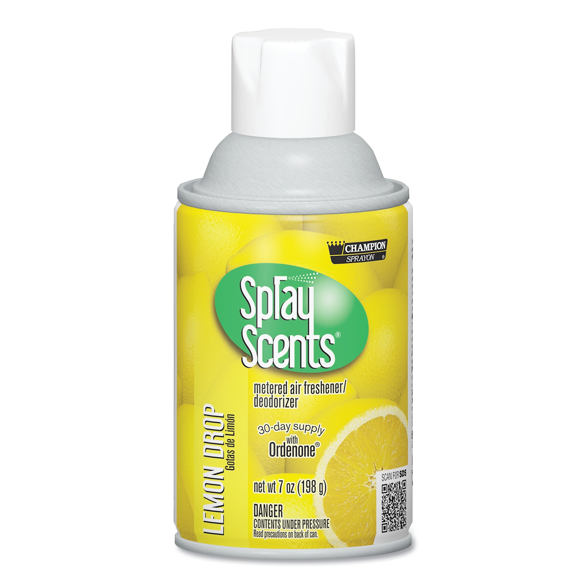 Chase Products Champion Sprayon SPRAYScents Metered Air Freshener Refill, Lemon, 7 oz Aerosol, Spray 12/Carton