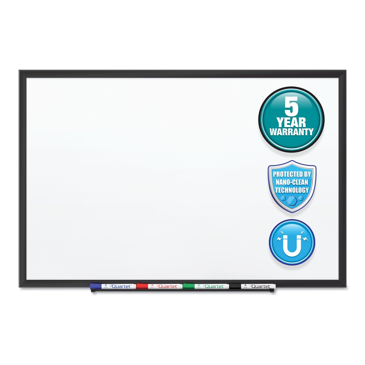 Quartet® Classic Series Nano-Clean Dry Erase Board, 24" x 18", White Surface, Black Aluminum Frame