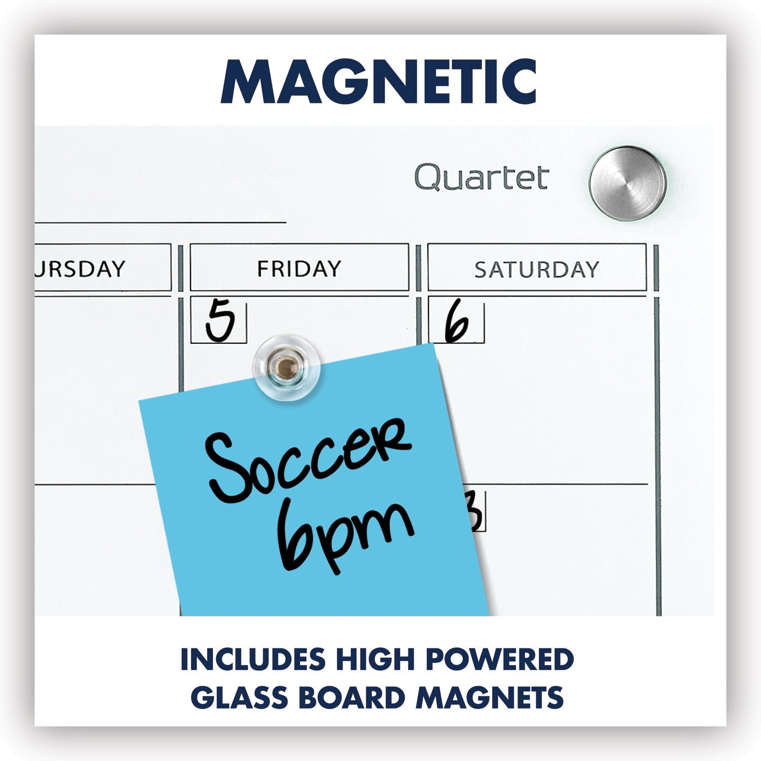 Quartet® Infinity Magnetic Glass Calendar Board, Monthly Planning/Scheduling, 24" x 18", White Surface