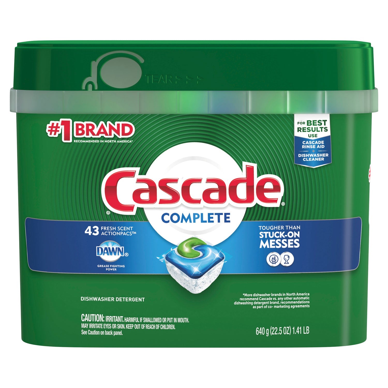 Cascade® Actionpacs, Fresh Scent, 22.5 Oz Tub, 43/tub, 6 Tubs/carton