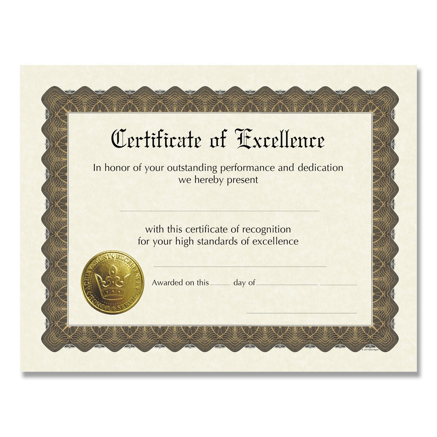Ready-To-Use Excellence Certificates | 6-Pack