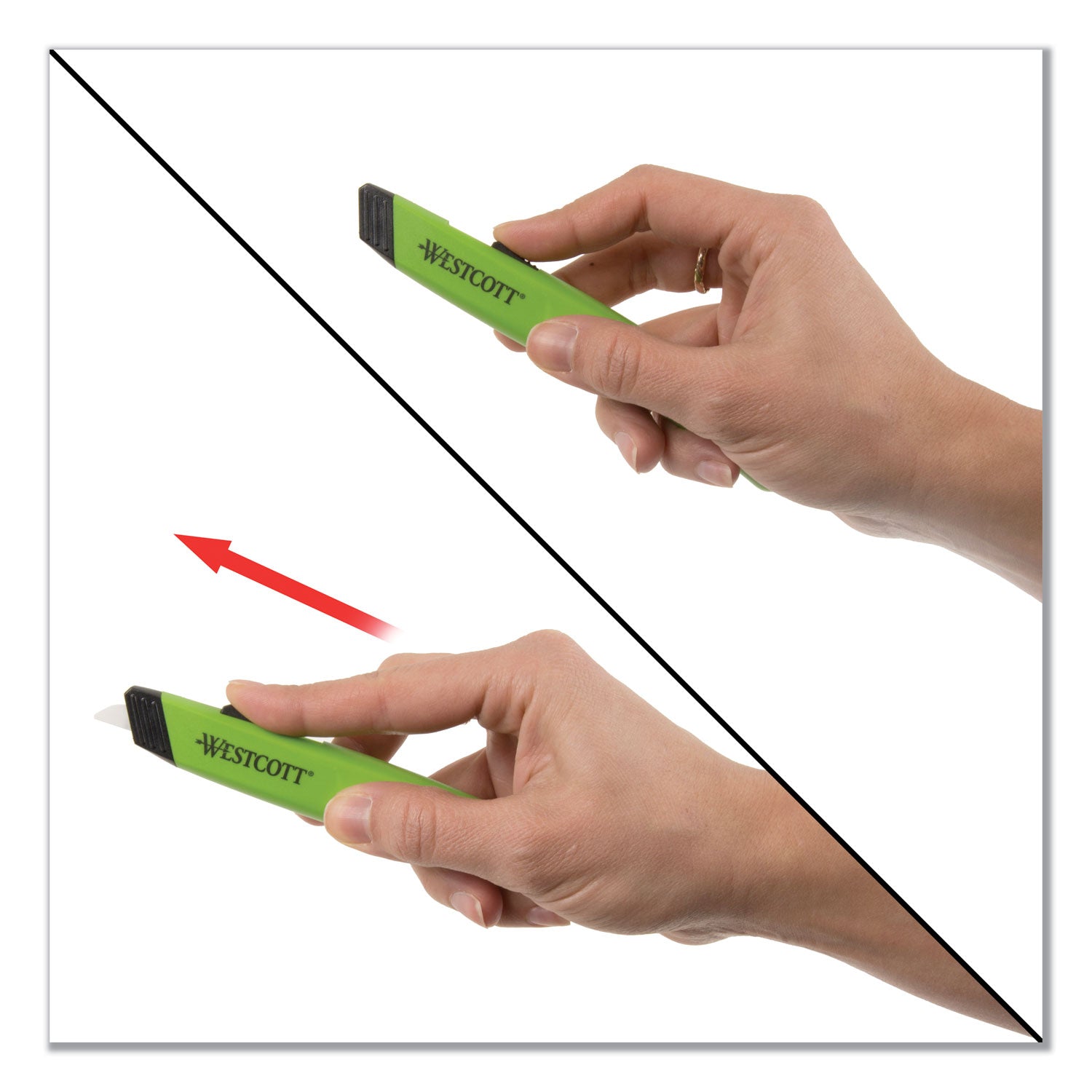 Westcott® Safety Ceramic Blade Box Cutter, 0.5" Blade, 5.5" Plastic Handle, Green