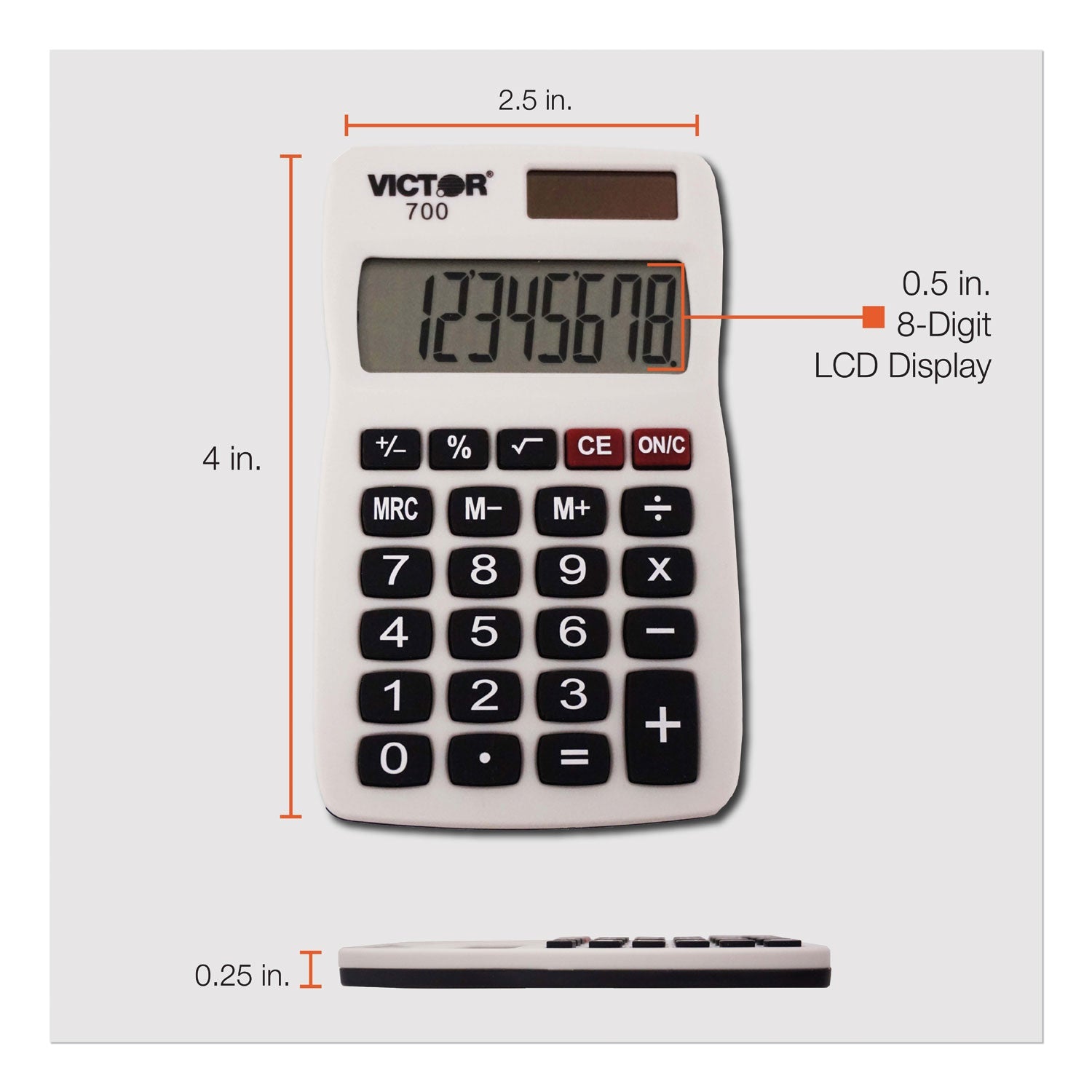 Victor® 700 Pocket Calculator, 8-Digit Lcd