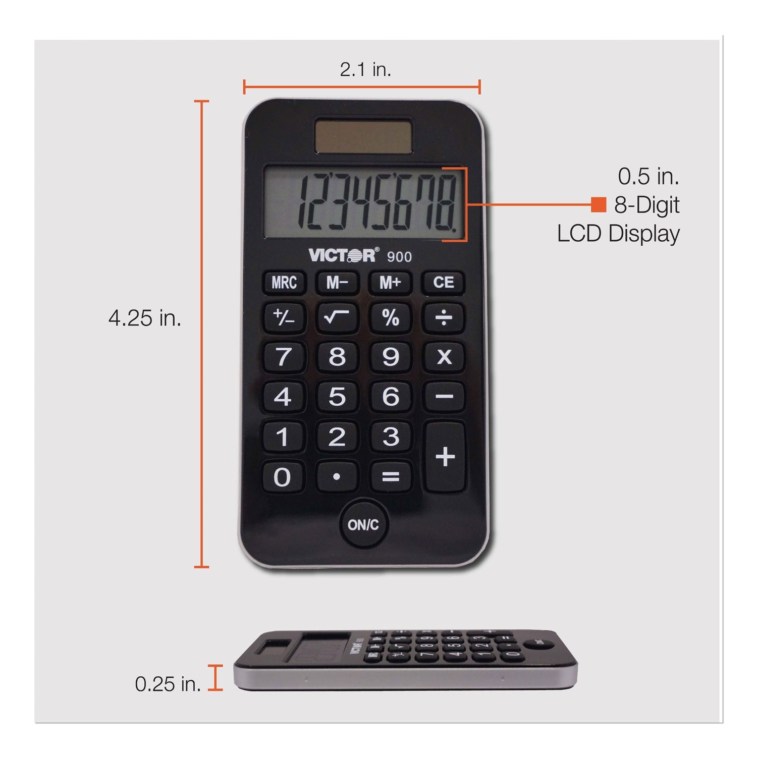 Victor® 900 Antimicrobial Pocket Calculator, 8-Digit Lcd