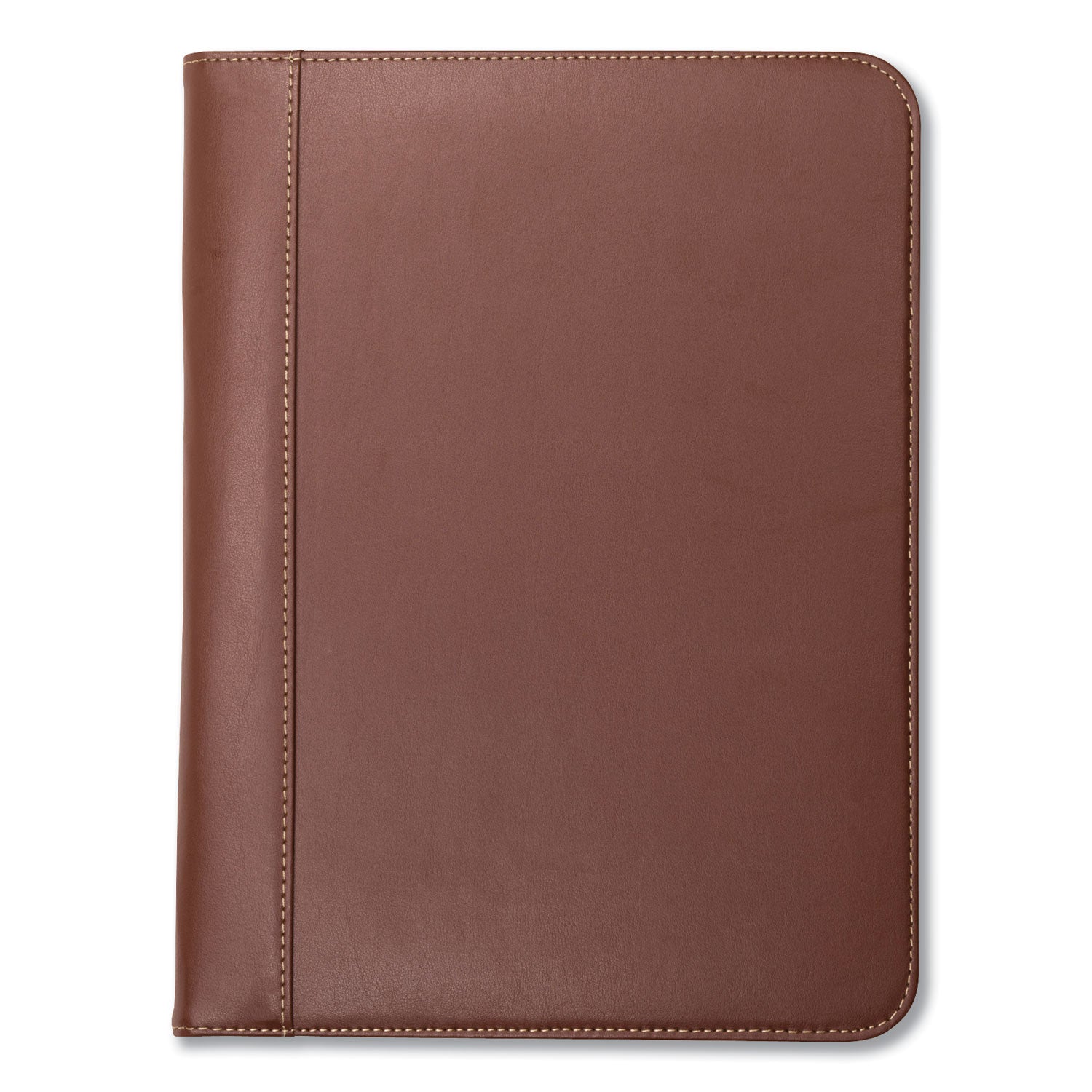 Samsill® Contrast Stitch Leather Padfolio, 8 1/2 X 11, Leather, Tan