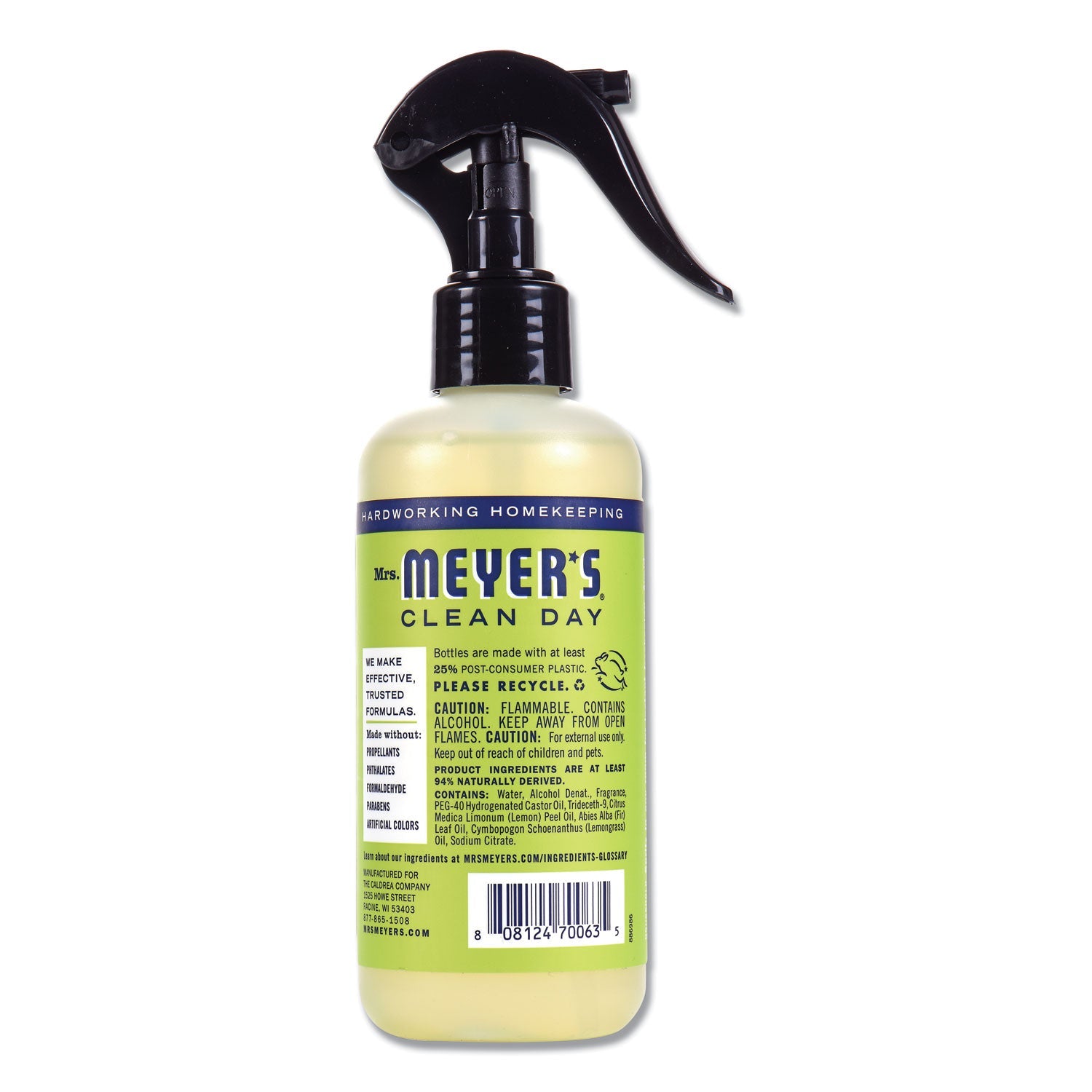 Mrs. Meyer's® Clean Day Room Freshener, Lemon Verbena, 8 Oz, Non-Aerosol Spray, 6/carton