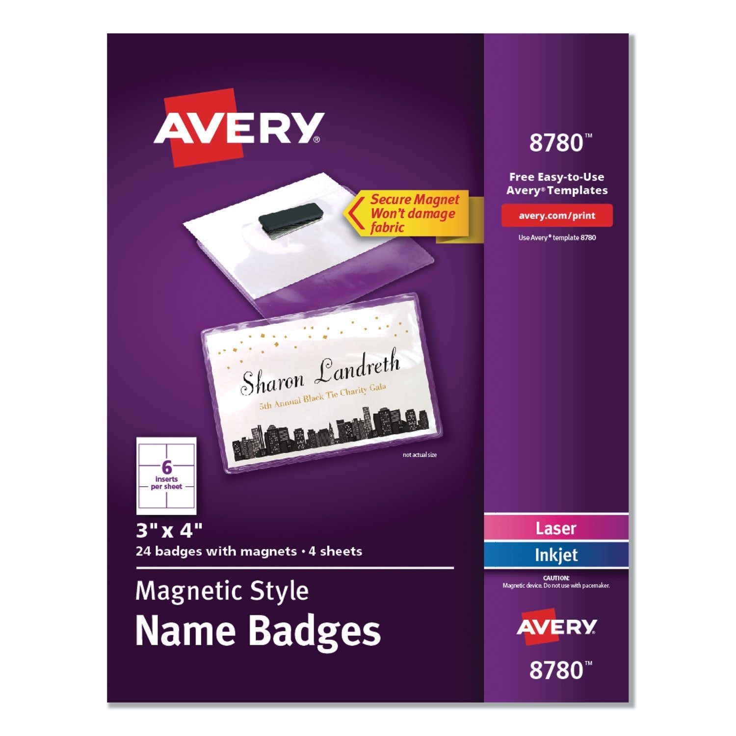 Magnetic Style Name Badge Kit | 4" x 3" | 24-Pack