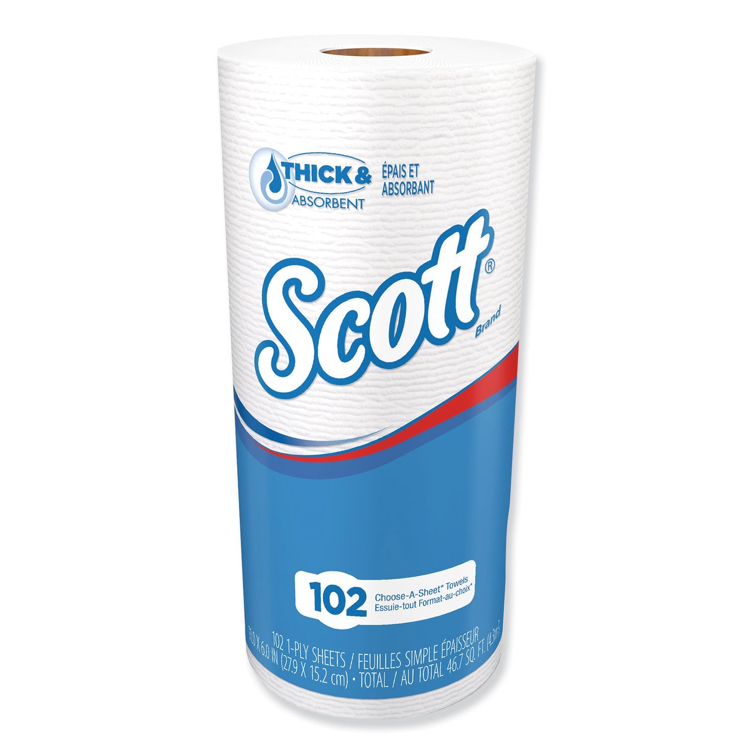Scott® Choose-A-Sheet Mega Kitchen Roll Paper Towels, 1-Ply, 4.8 x 11, White, 102/Roll, 24/Carton