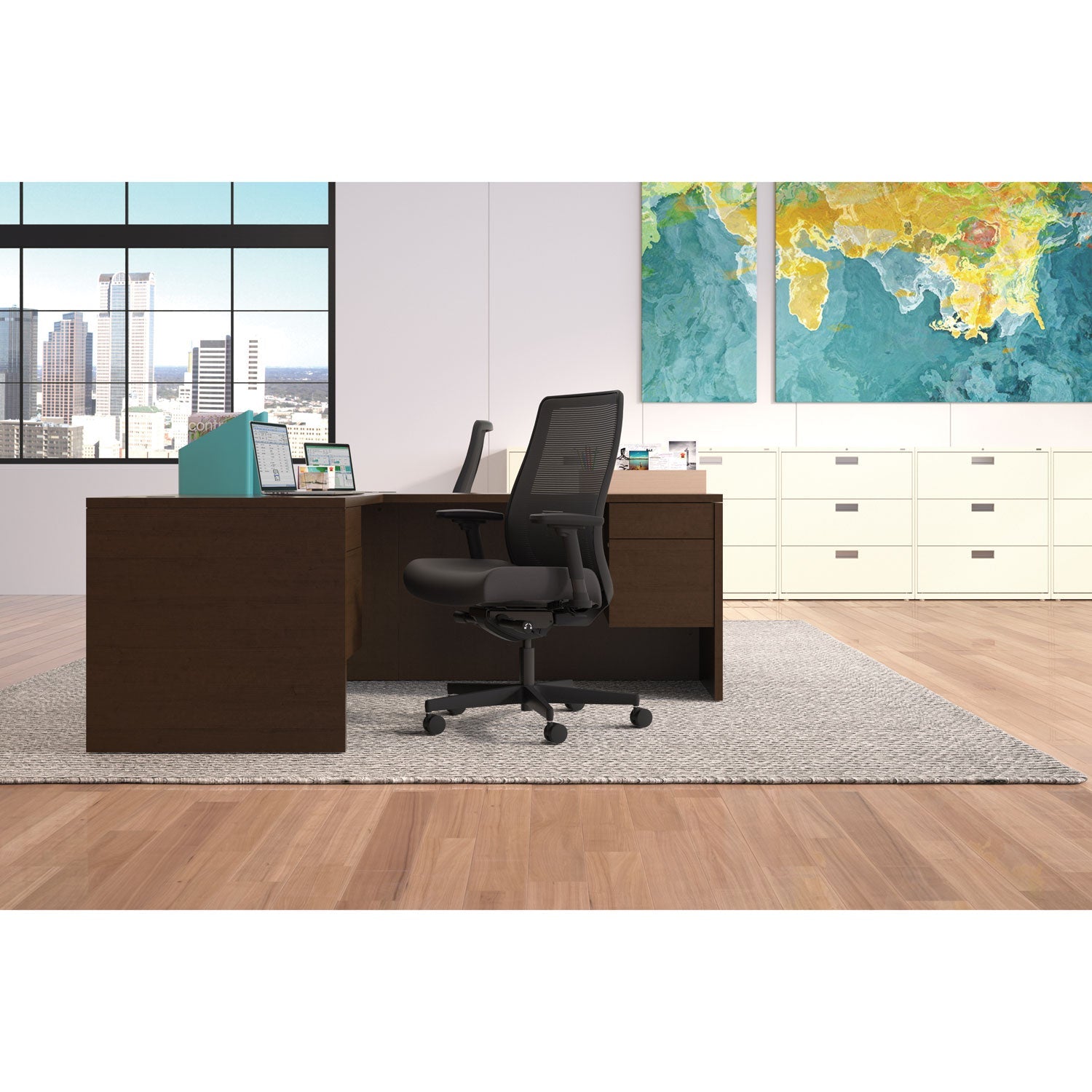 HON® Endorse Mesh Mid-Back Work Chair, Supports Up To 300 Lb, 17.5" To 21.75" Seat Height, Black - Bloom Skins