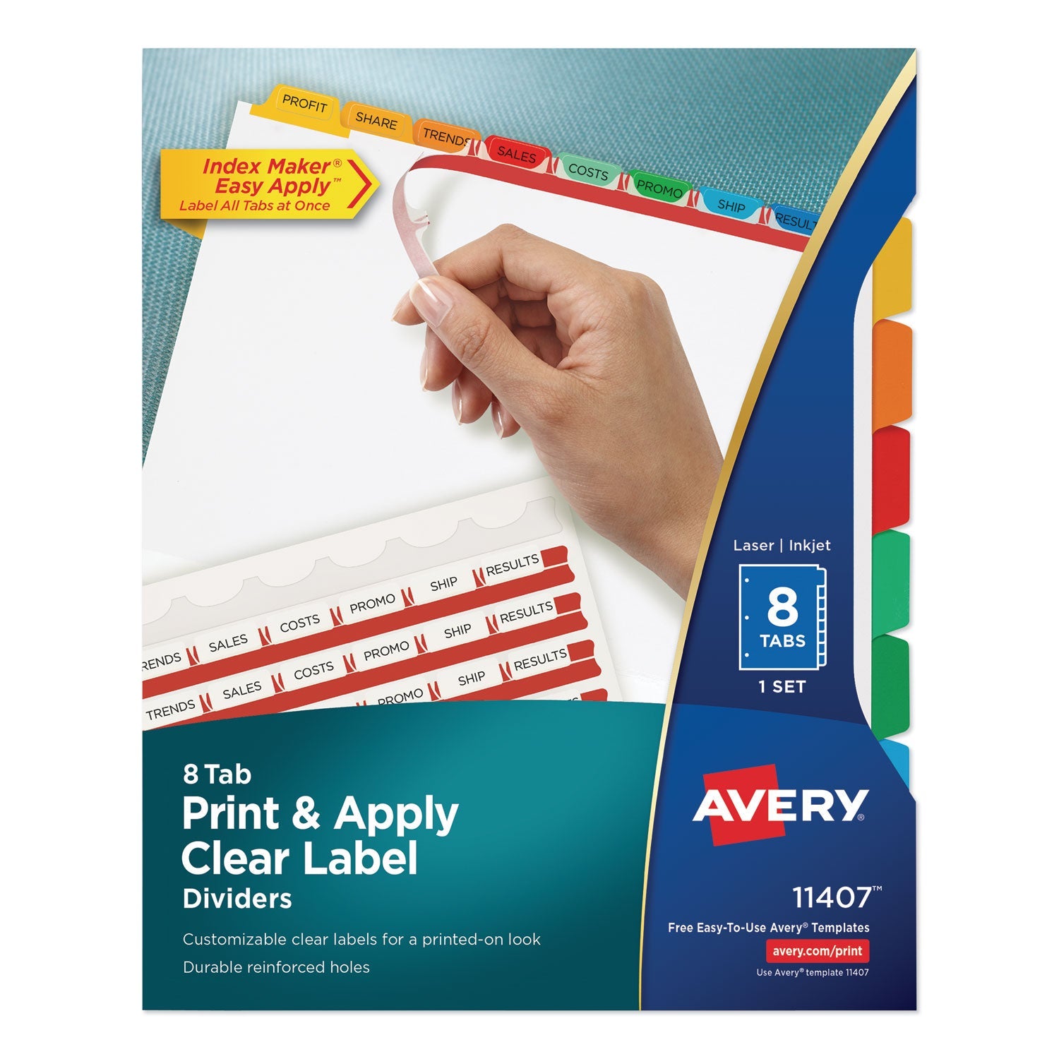 Clear Label Dividers | 8-Tab Color Tabs | 1 Set