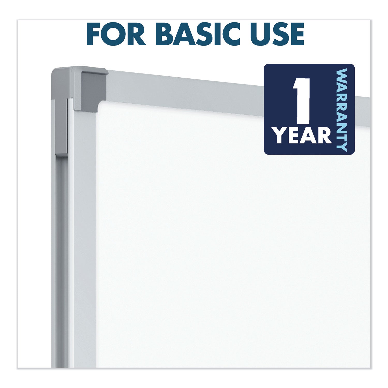 Mead® Dry Erase Board with Aluminum Frame, 72" x 48", White Surface, Satin Aluminum Frame