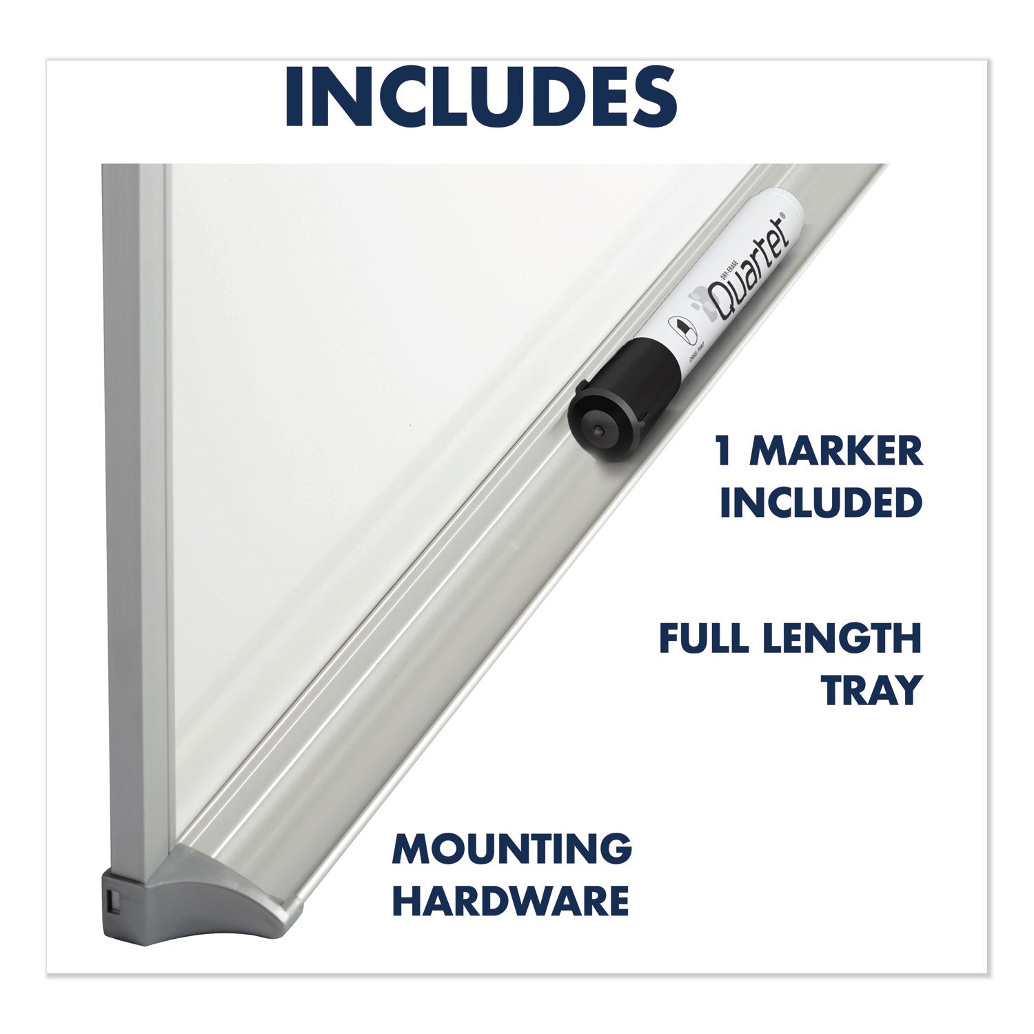 Quartet® Porcelain Magnetic Whiteboard, 72" x 48", White Surface, Satin Aluminum Frame