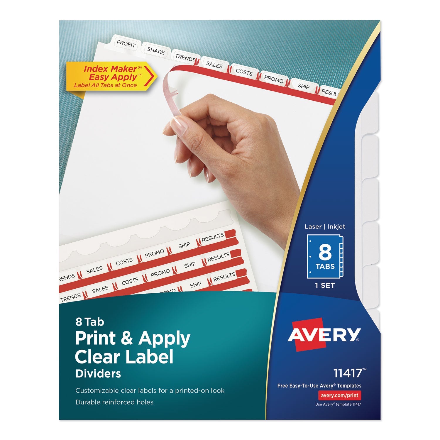 Clear Label Dividers | 8-Tab White Tabs | 1 Set