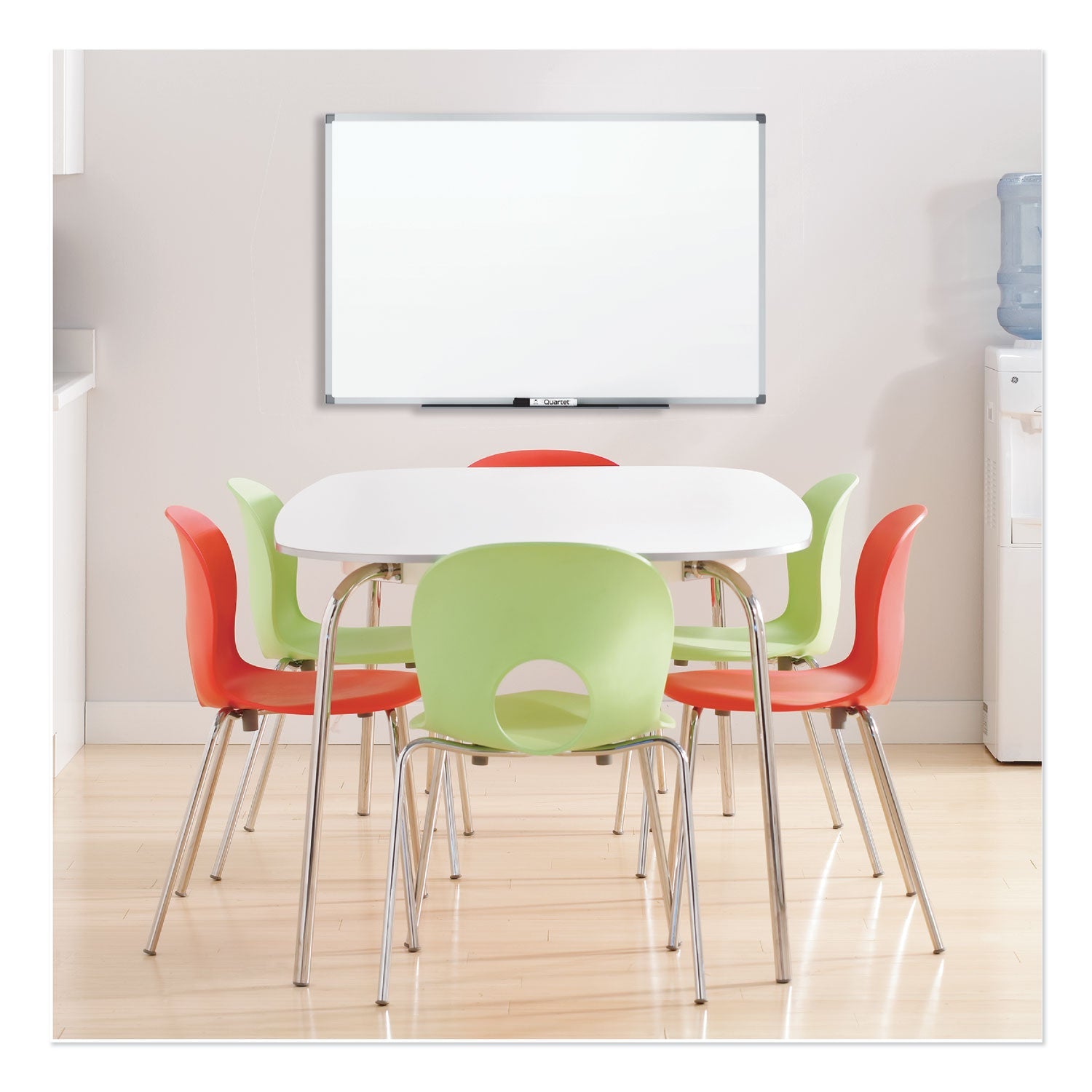 Mead® Dry Erase Board with Aluminum Frame, 72" x 48", White Surface, Satin Aluminum Frame
